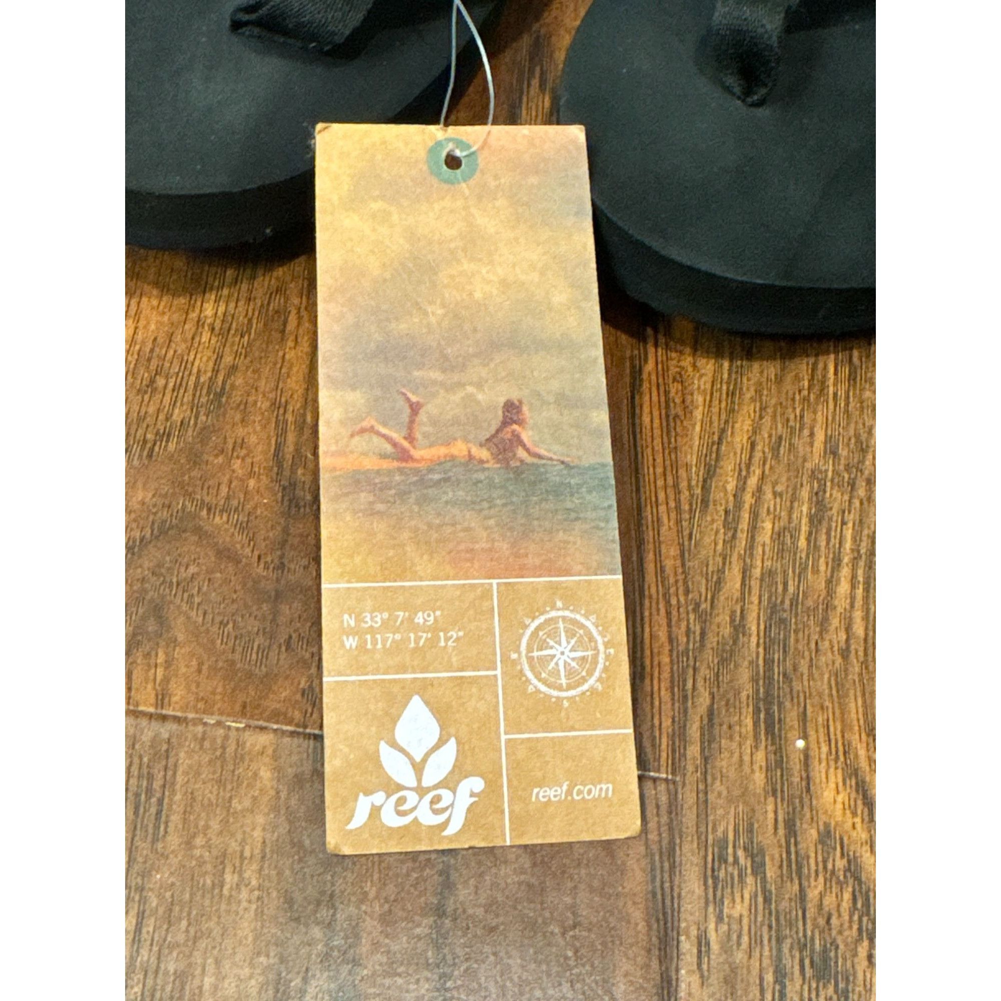 REEF NWT Reef Surf Womens Black Silver Star Hi Wedge Flip Flops P Size US 9 / IT 39 - 6 Thumbnail