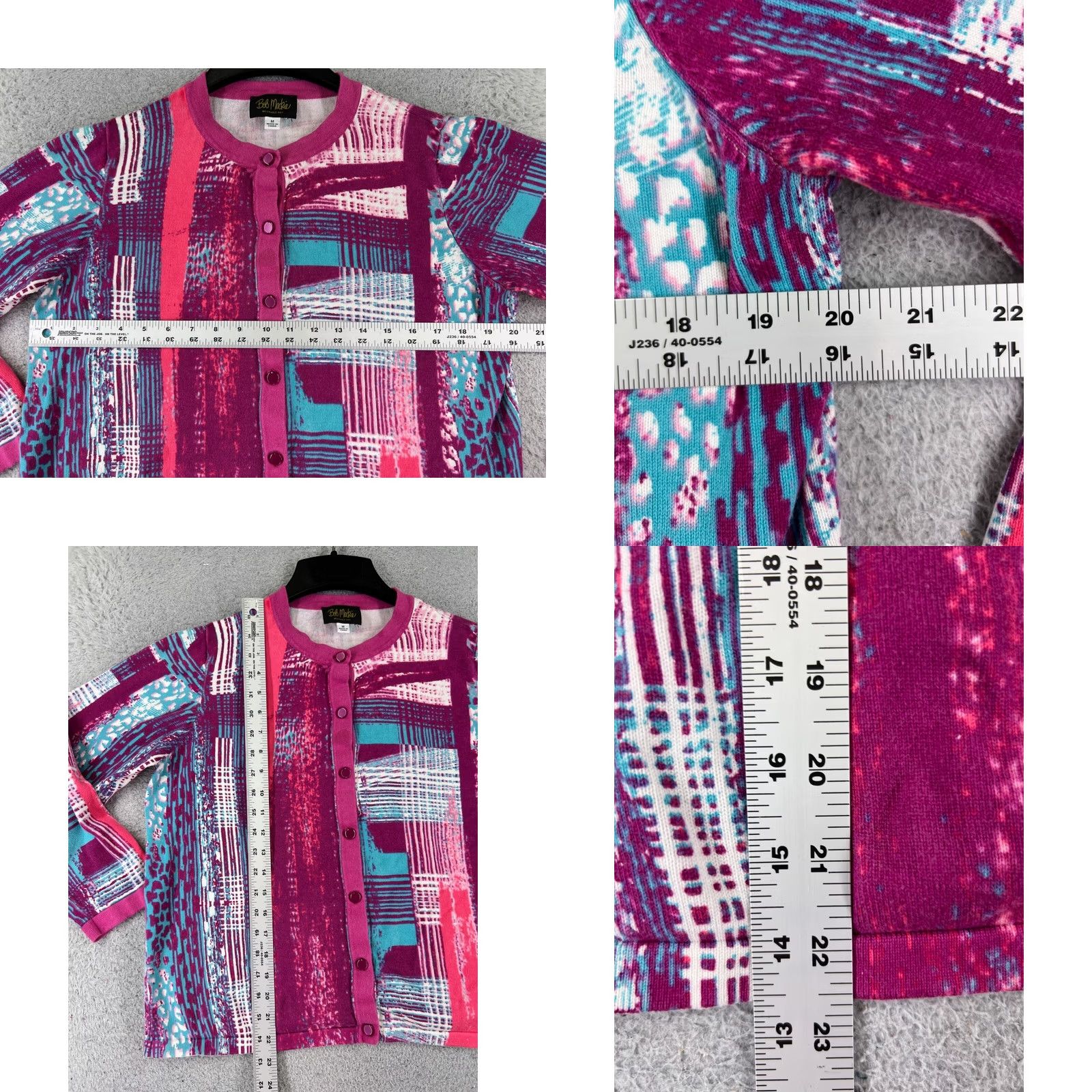 Bob Mackie VINTAGE Bob Mackie Sweater Womens Medium Purple Blue Button Up 90's Polyester Knit Cardigan Mens Womens Girls Size M / US 6-8 / IT 42-44 - 8 Thumbnail