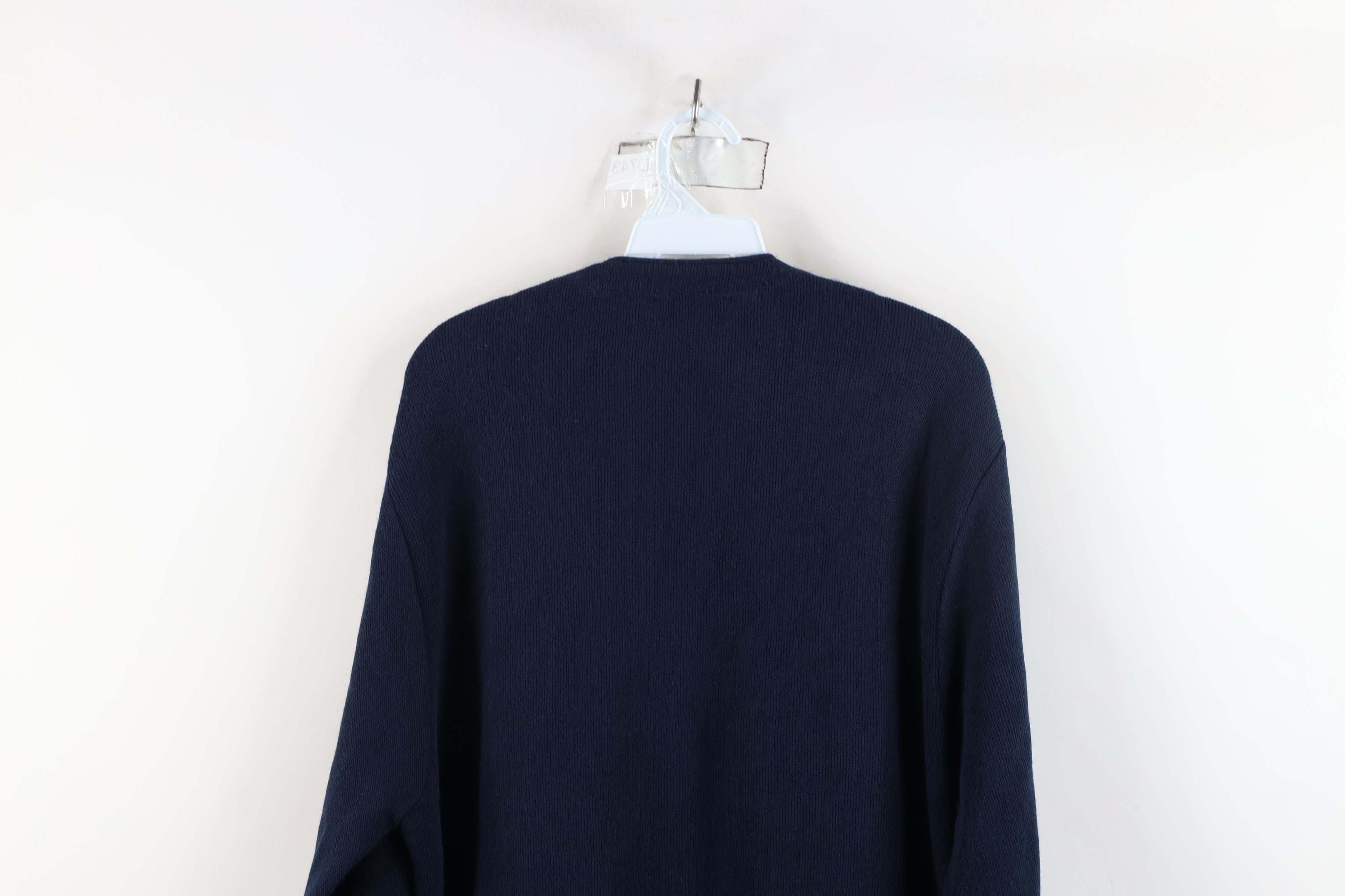 Izod × Vintage Vintage 90s Izod Spell Knit Cardigan Sweater Navy Blue USA Size US L / EU 52-54 / 3 - 9 Thumbnail