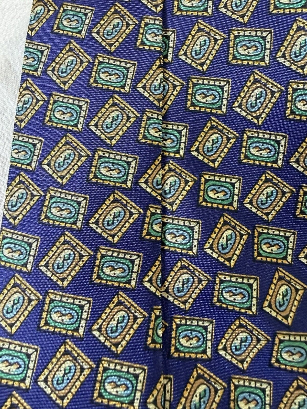 Christian Dior Monsieur Vtg Christian Dior Monsieur Silk Tie Purple Geometric 55" Size ONE SIZE - 9 Thumbnail