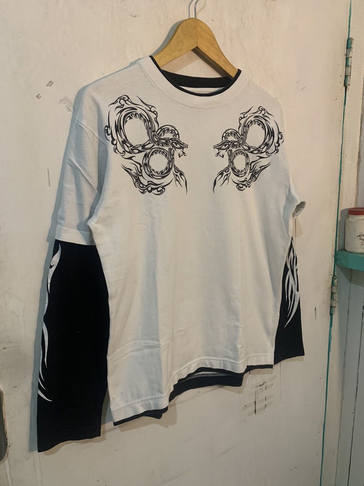 14th Addiction × If Six Was Nine × Le Grande Bleu (L.G.B.) Japanese poem double layer Long Sleeve Size US M / EU 48-50 / 2 - 4 Thumbnail