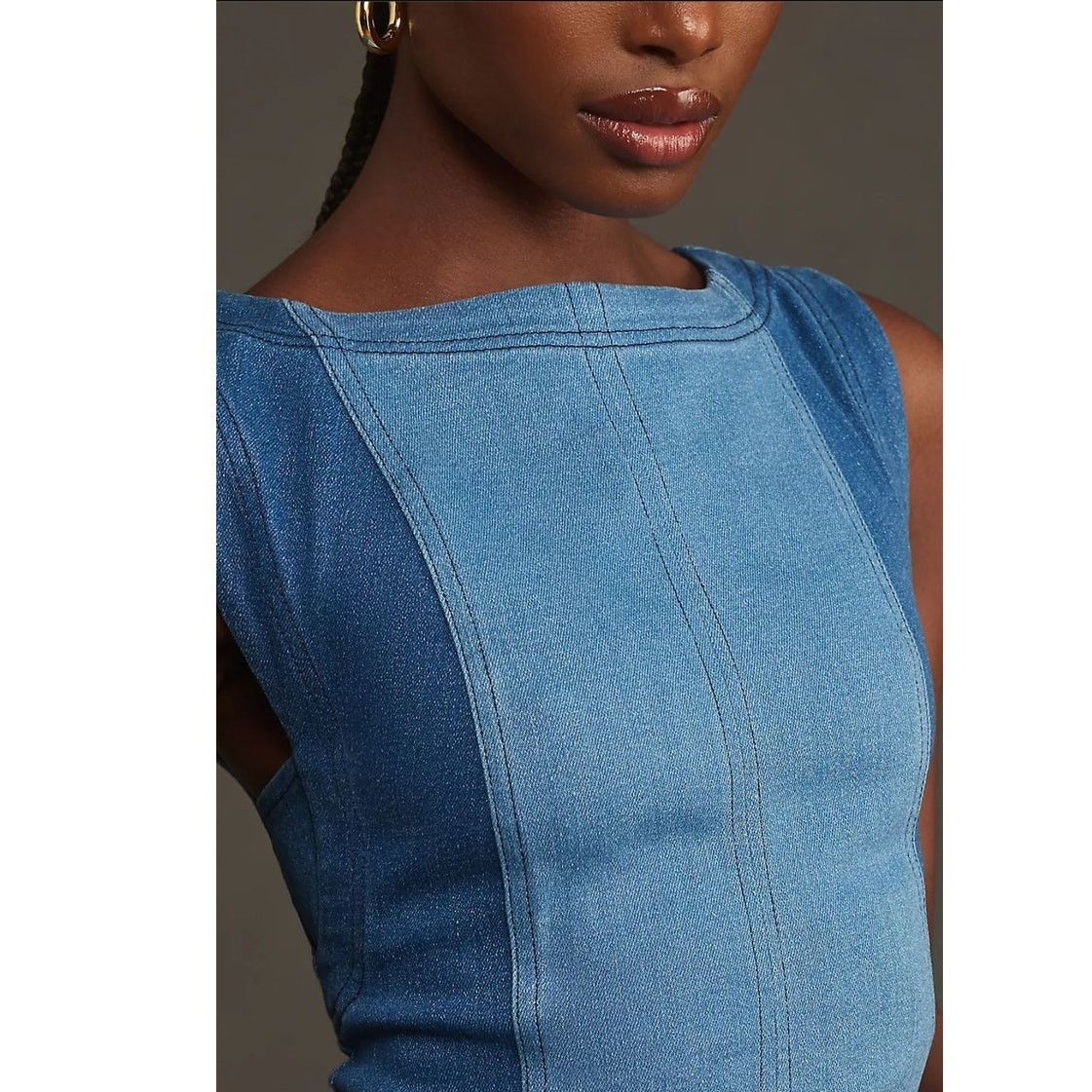 Anthropologie NWT Anthropologie Pilcro Sleeveless Two-Tone Denim Mini Size XL / US 12-14 / IT 48-50 - 2 Thumbnail