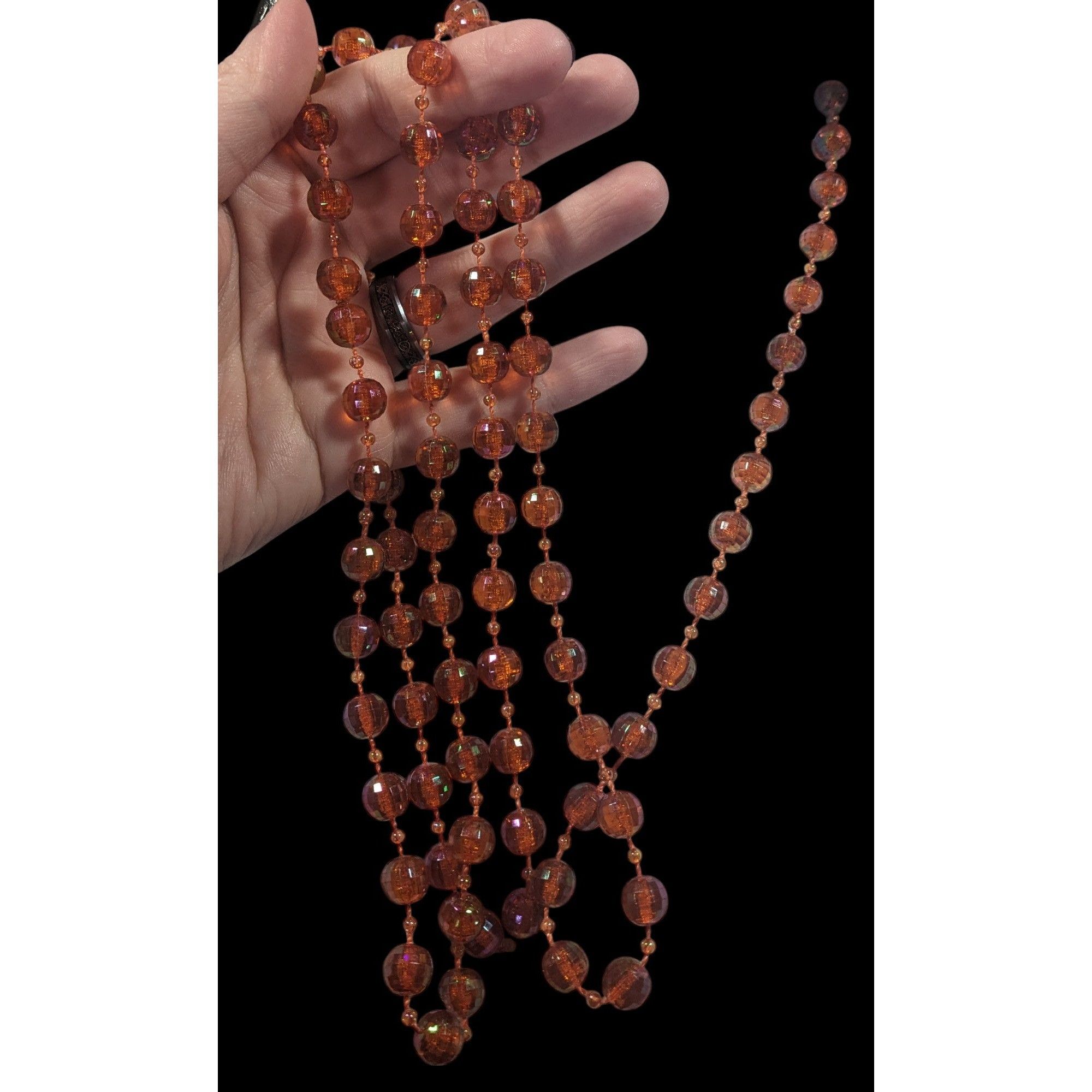 Other Sparkly Glam Orange Faceted Beaded Extra Long Necklace Size ONE SIZE - 7 Thumbnail