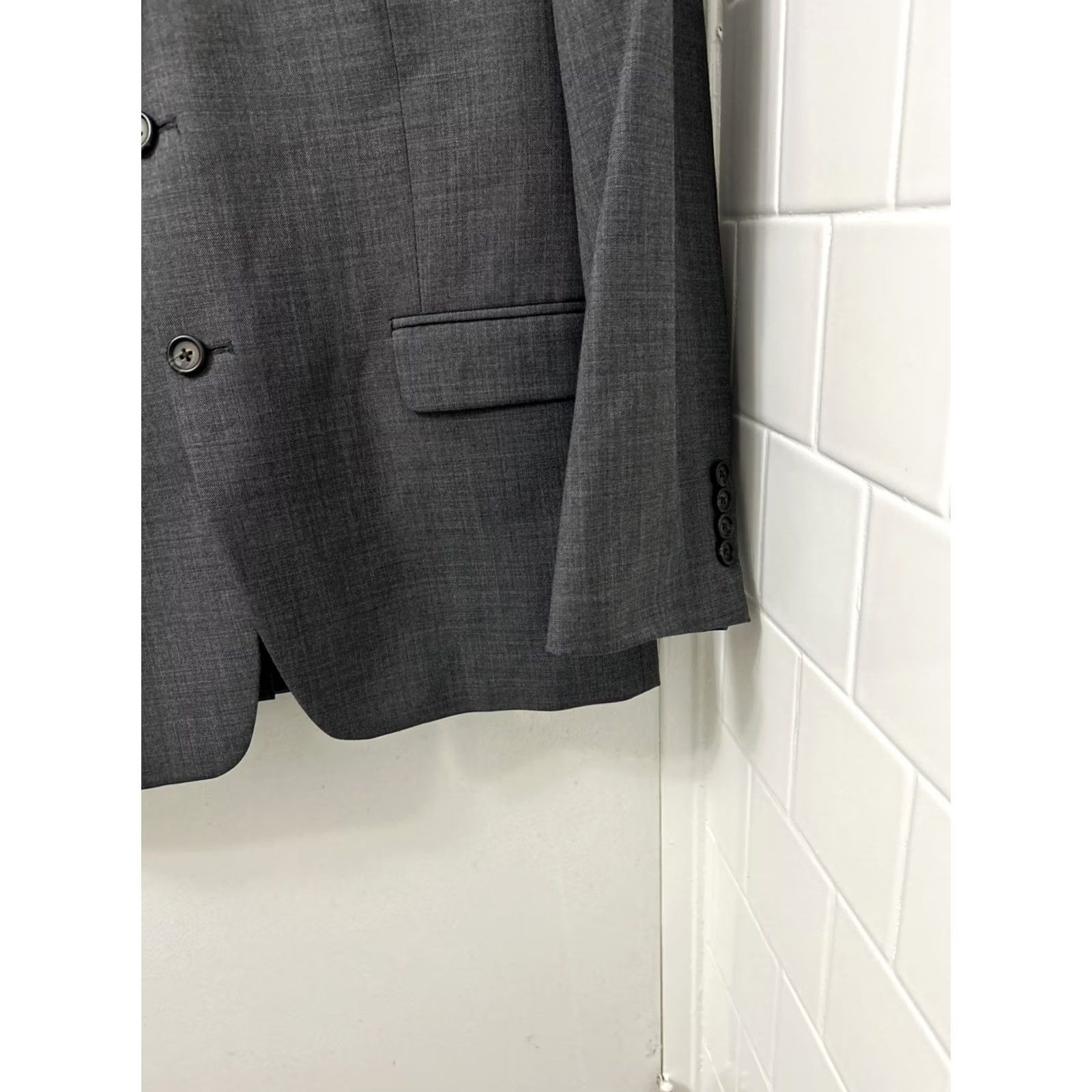 Ralph Lauren Lauren Ralph Lauren Blazer Mens 42R Gray 100% Wool-Laine Two-Button Notch Lapel Regular Fit Solid Jacket Coat Cardigan? Size 42R - 5 Thumbnail