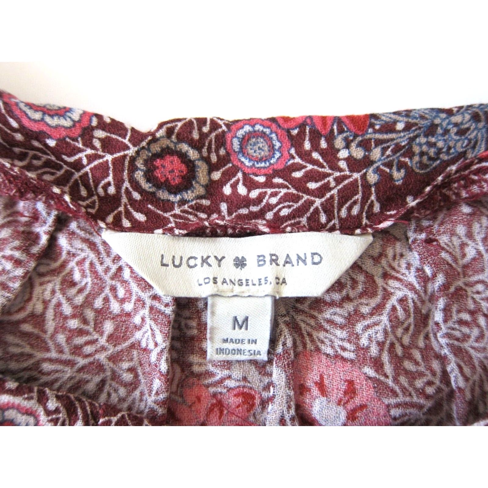 Lucky Brand Lucky Brand Blouse Shirt Tunic Pink Floral 100% Rayon Long Sleeve Medium Womens Size M / US 6-8 / IT 42-44 - 3 Thumbnail