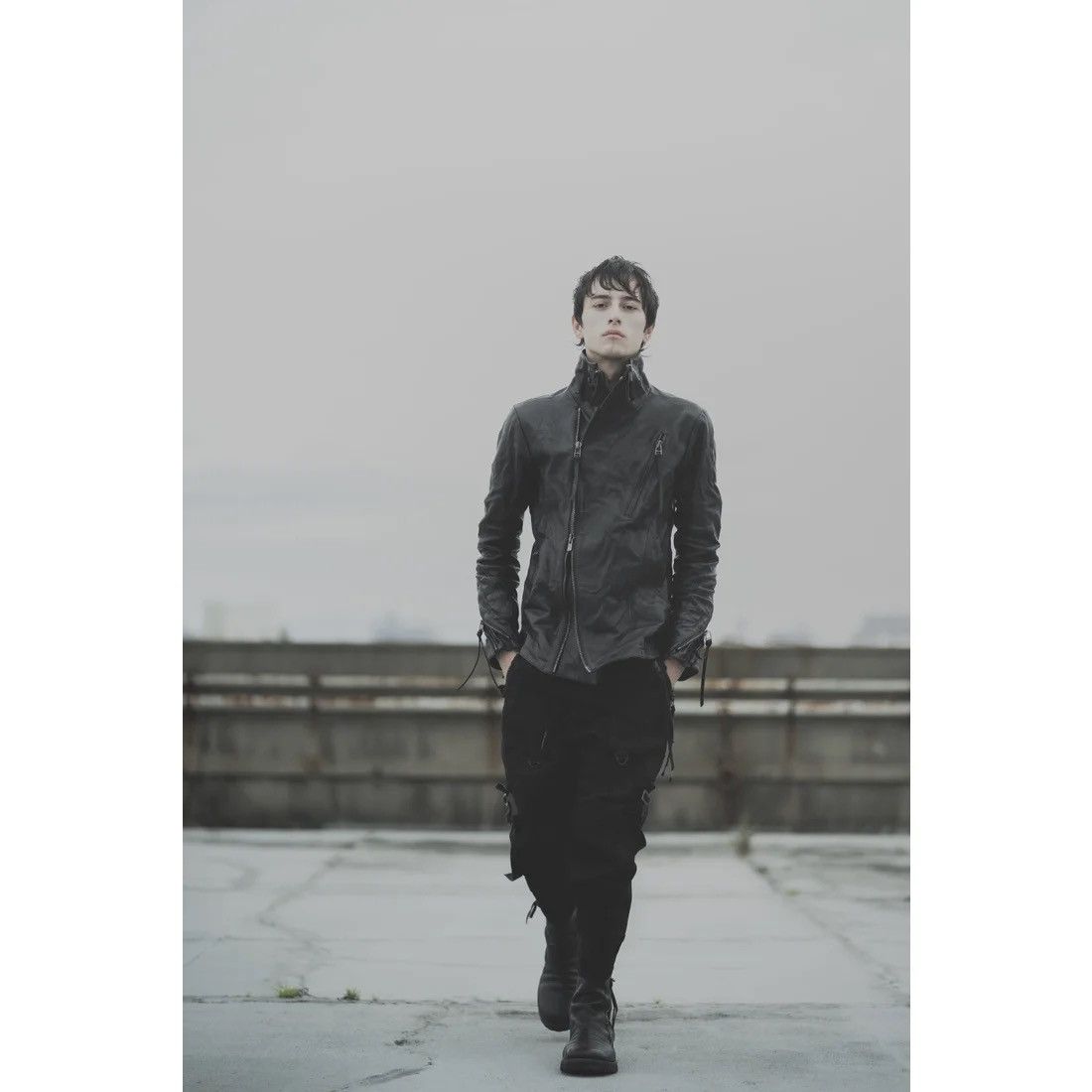 D.Hygen D.HYGEN Horse Leather High Neck Jacket (Black) Size US S / EU 44-46 / 1 - 17 Thumbnail