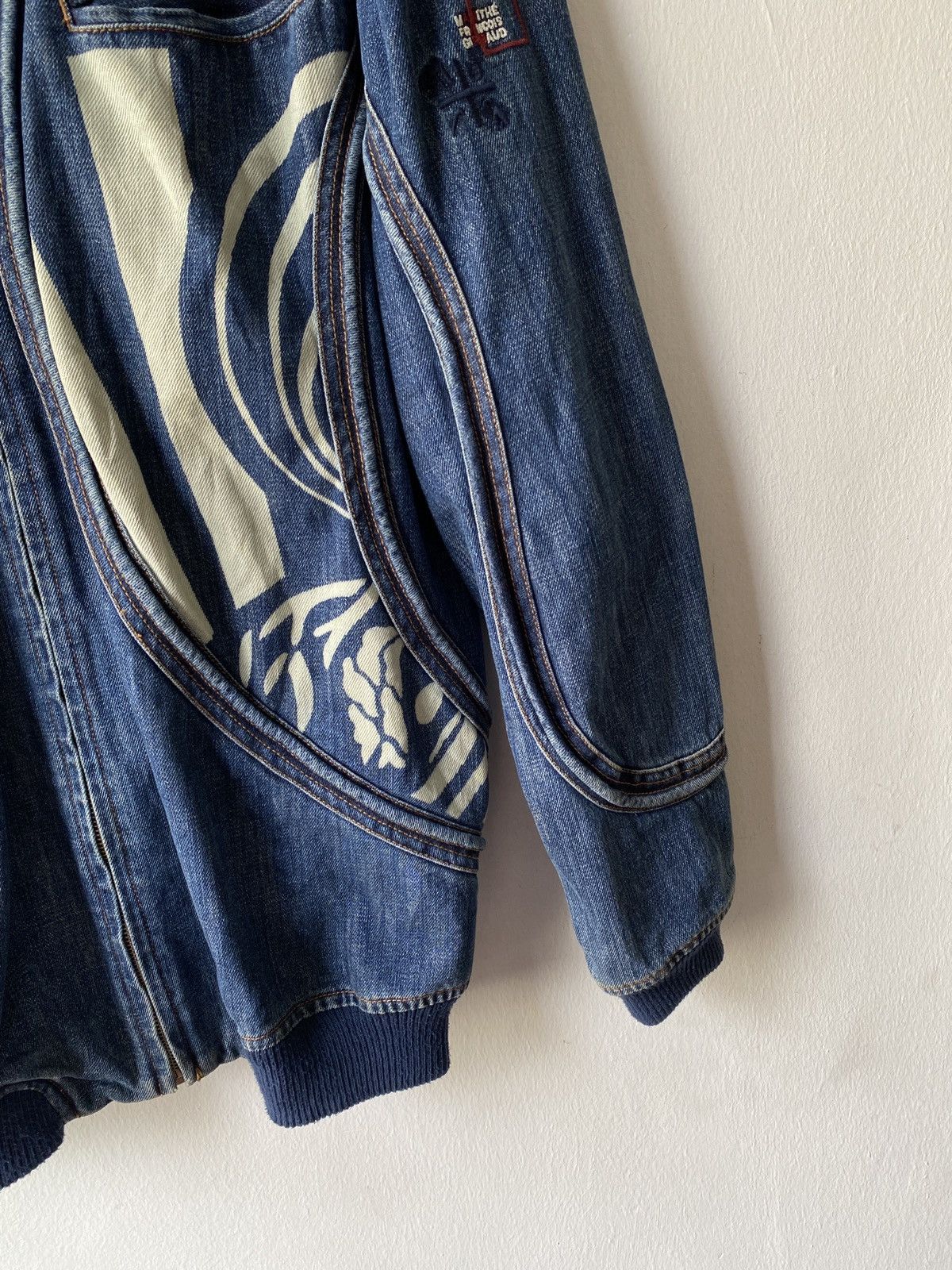Marithe + Francois Girbaud Marithe Francois Girbaud Tribal Tattoo Denim Bomber Jacket Size US XL / EU 56 / 4 - 9 Thumbnail