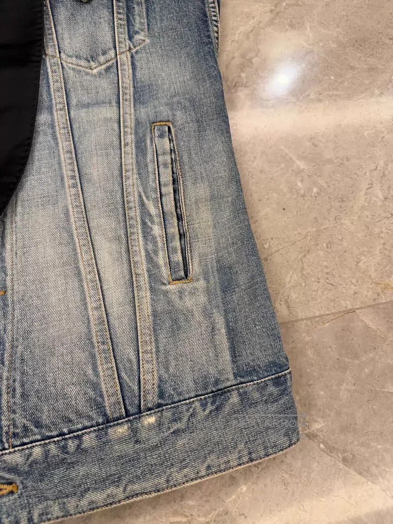 Saint Laurent Paris Saint Laurent Paris Silk Lapel Denim Vest Jacket Size US XS / EU 42 / 0 - 2 Thumbnail