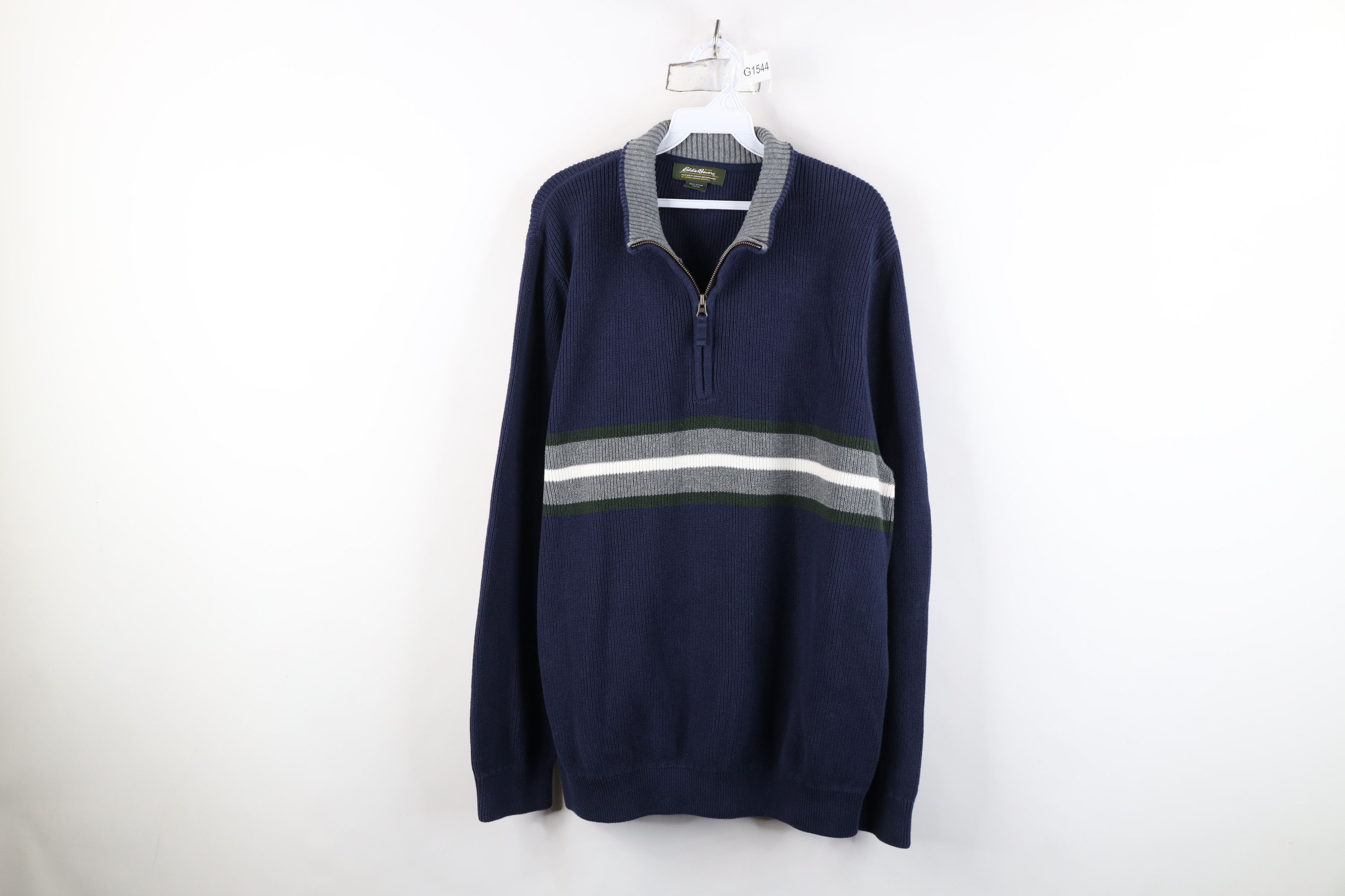 Vintage Eddie Bauer Cotton Ribbed Knit Half Zip Sweater