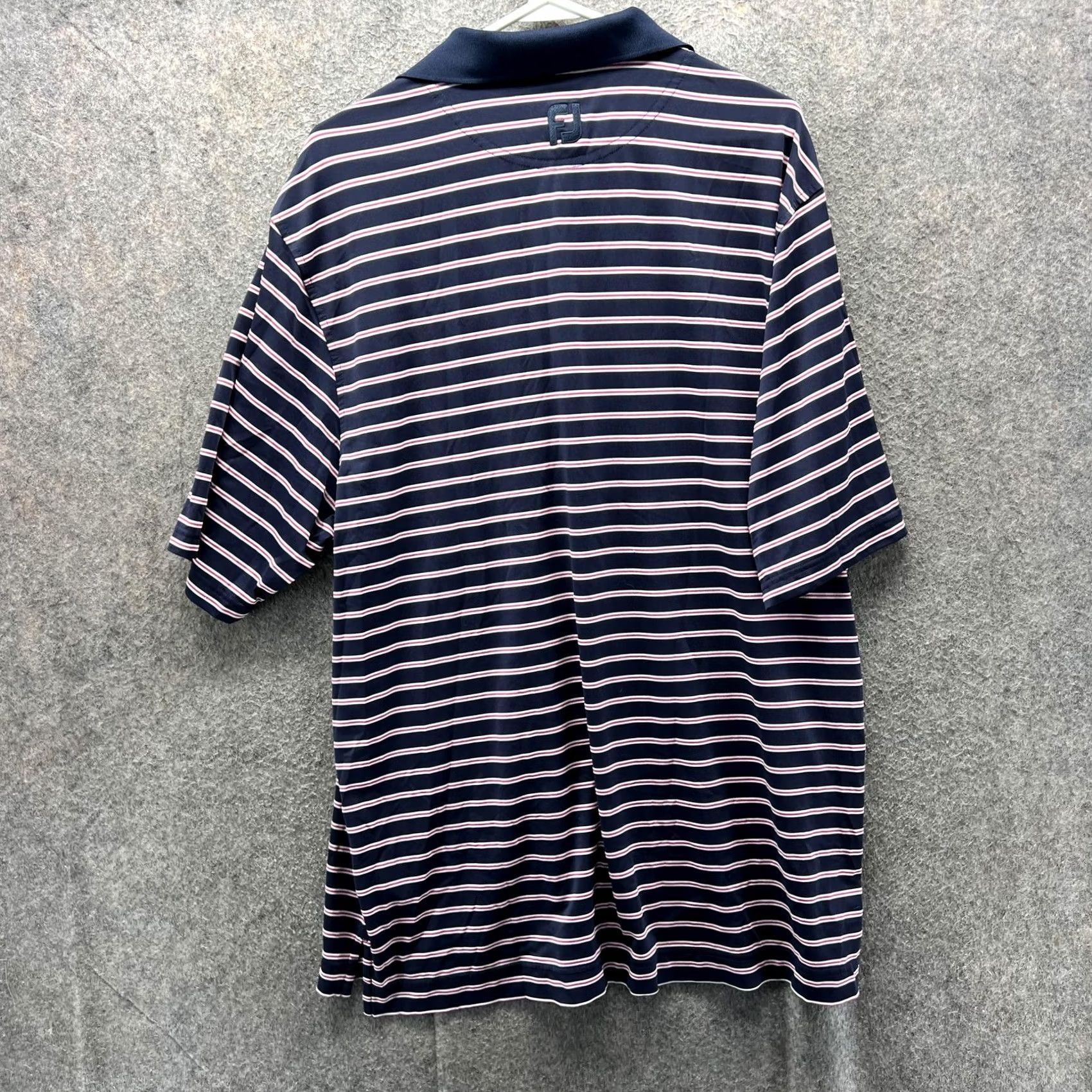 Footjoy FootJoy Polo Shirt Mens XL Navy Pink Stripe Golf Short Sleeve Performance Jersey Button Logo Stretch Collared Pajama? Size US XL / EU 56 / 4 - 2 Thumbnail