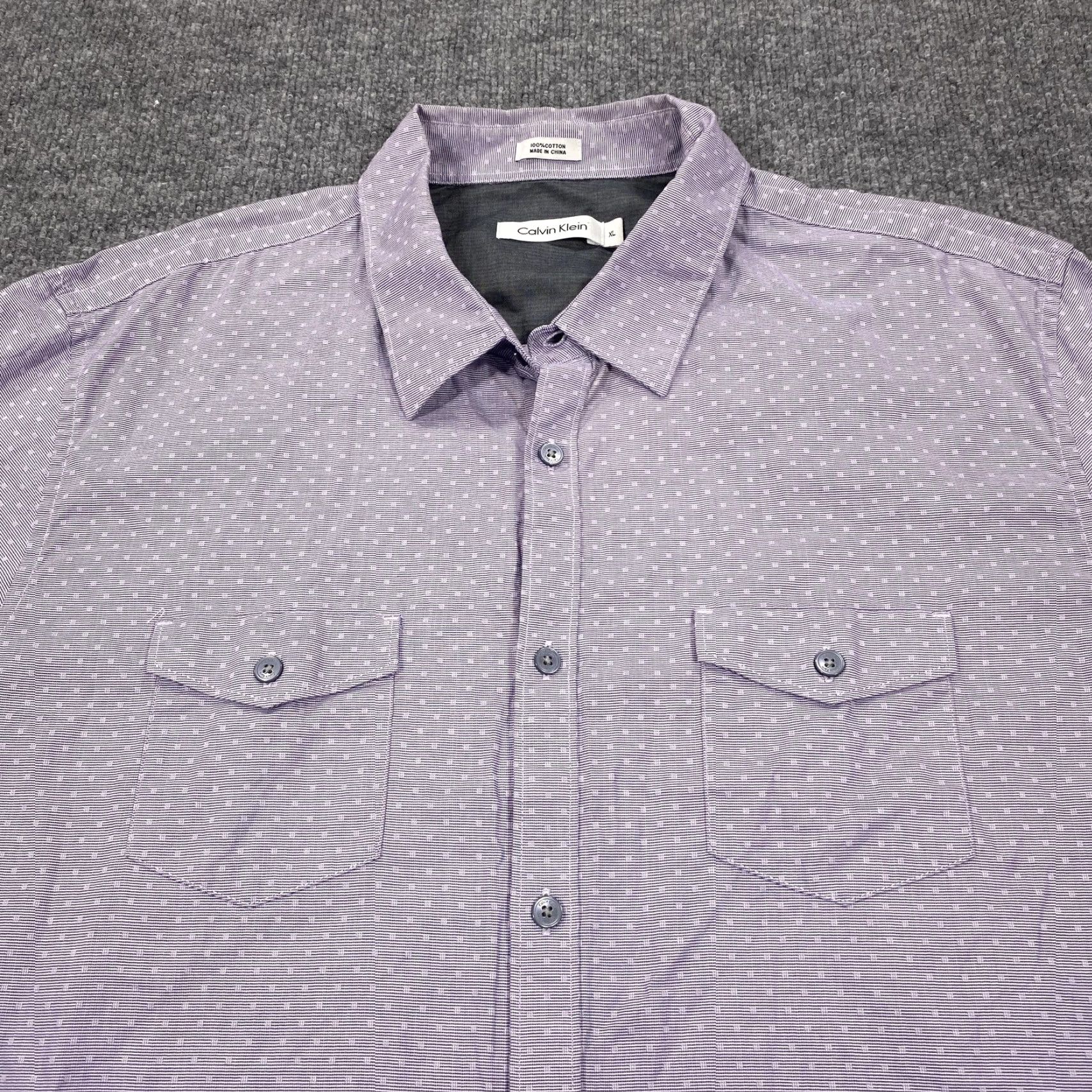 Calvin Klein Calvin Klein Shirt Mens XL Purple Polka Dot Short Sleeve Button Up Casual Size US XL / EU 56 / 4 - 2 Thumbnail