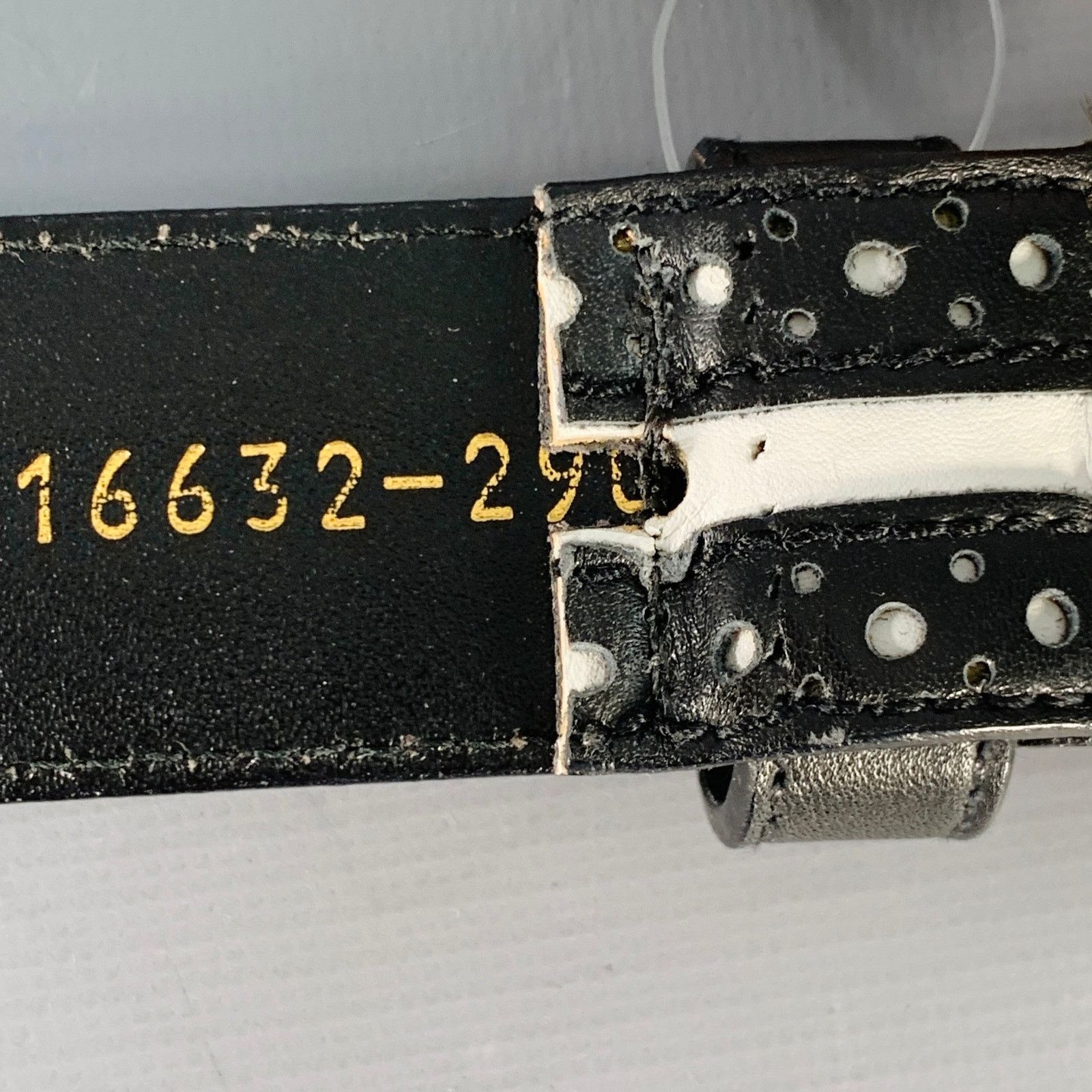 Other LAUREL Size S Black White Perforated Two Tone Leather Belt Size ONE SIZE - 6 Thumbnail