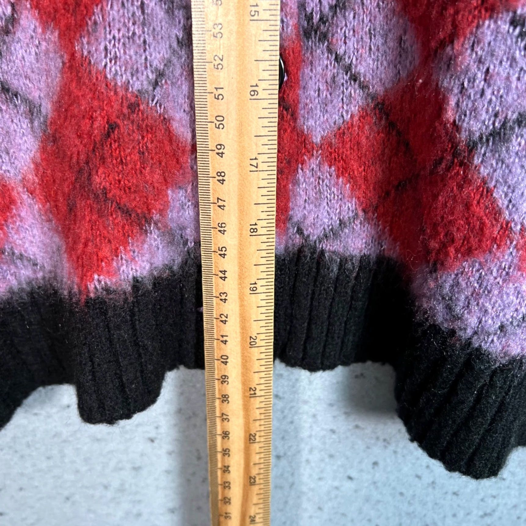 Vintage VINTAGE Ragged Jeans Cardigan Sweater Womens Large Red Purple Plaid Long Sleeve V-Neck Cropped Knit Size L / US 10 / IT 46 - 7 Thumbnail