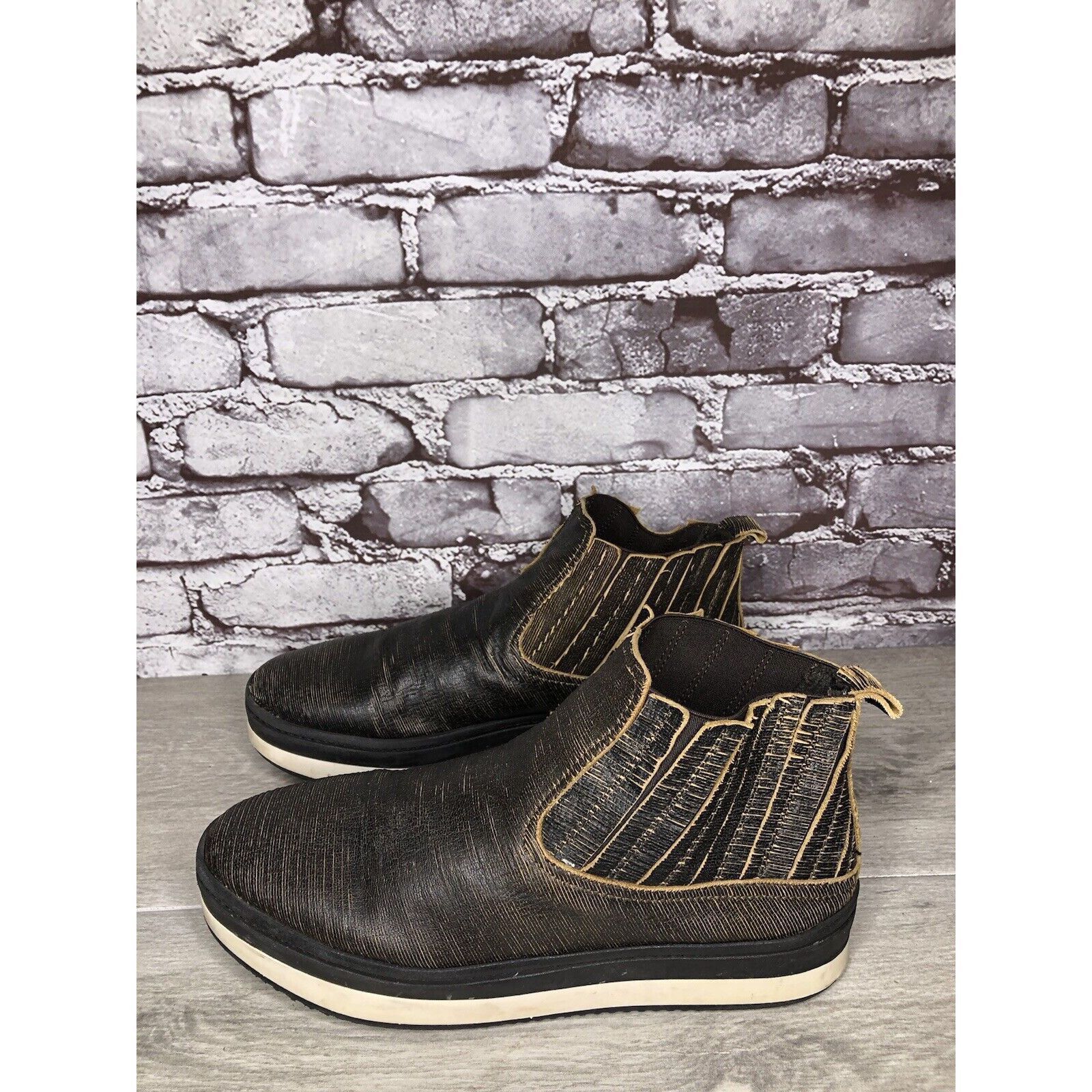 Free People Free People Black Leather Distressed Chelsea Booties Boots W Size US 10.5 / IT 40.5 - 18 Thumbnail
