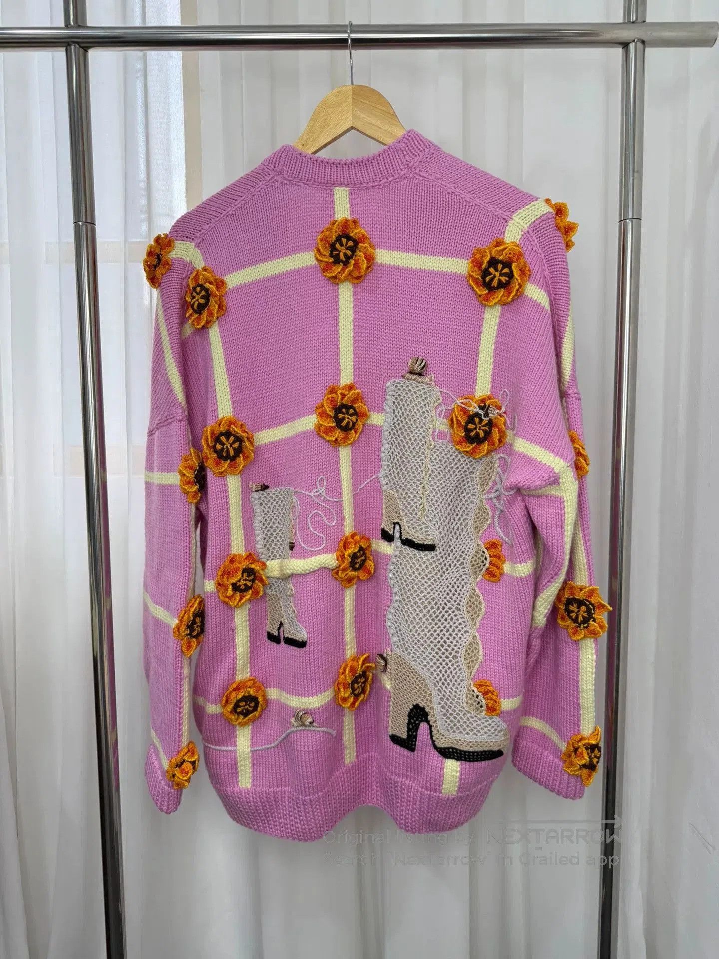 Loewe LOEWE Pink Floral Cardigan Sweater. Size US XS / EU 42 / 0 - 8 Thumbnail