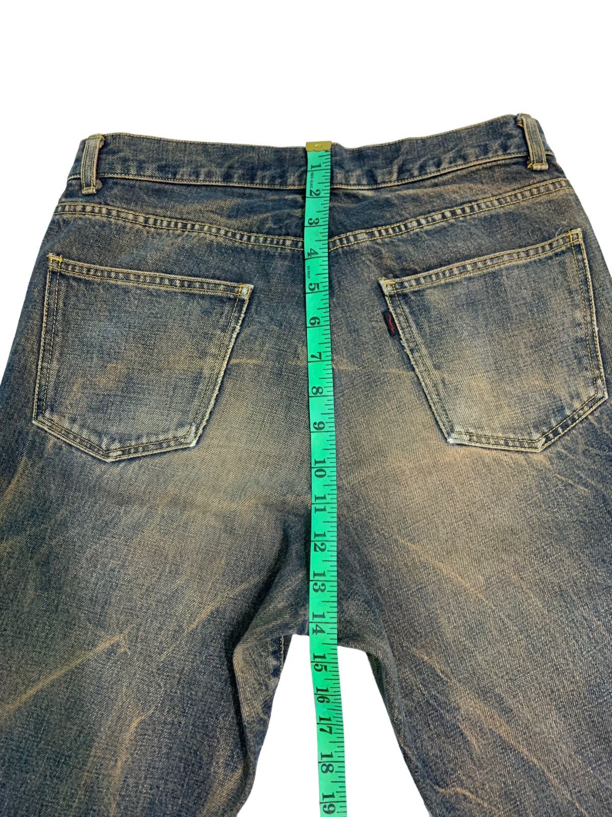 Japanese Brand 🔥Flare Dirty Distressed Four Bars Denim Jeans Size US 30 / EU 46 - 16 Thumbnail