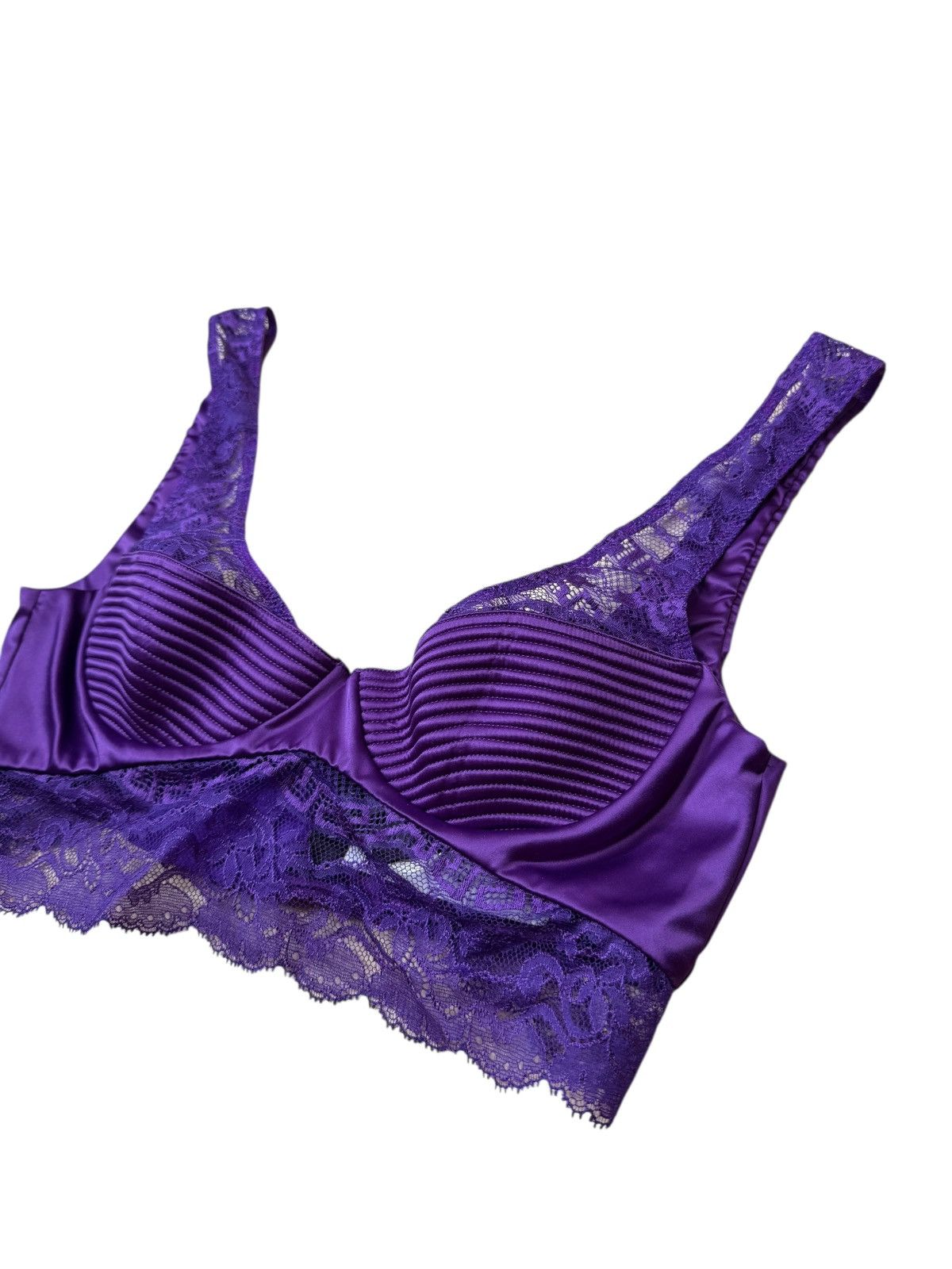Versace Versace Purple Satin & Lace Bra Made in Italy – US 32B Size XS / US 0-2 / IT 36-38 - 3 Thumbnail