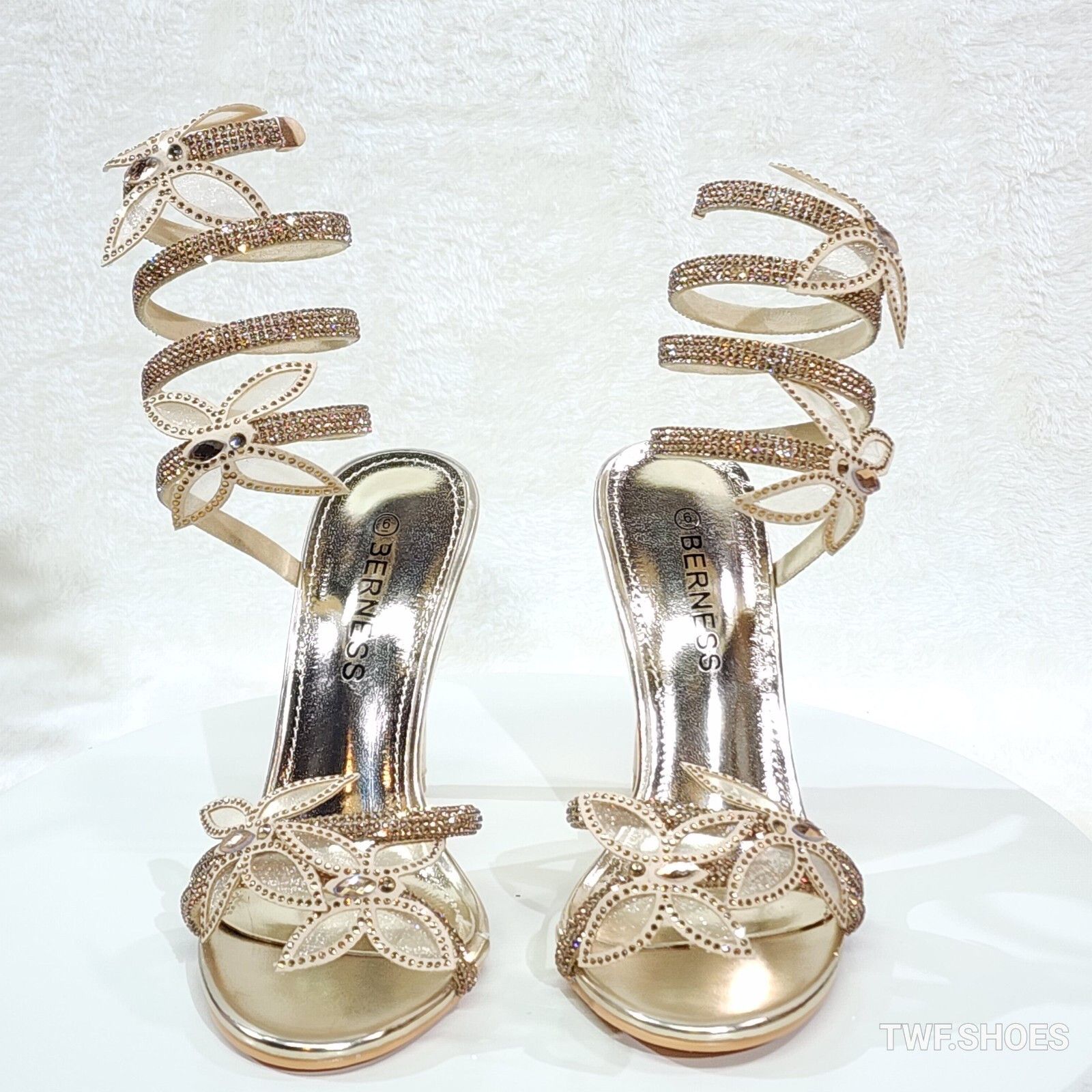 Other Fly Girl 2 Gold Upper & Rhinestones Butterfly Wrap Strap 4" Size US 8.5 / IT 38.5 - 4 Thumbnail