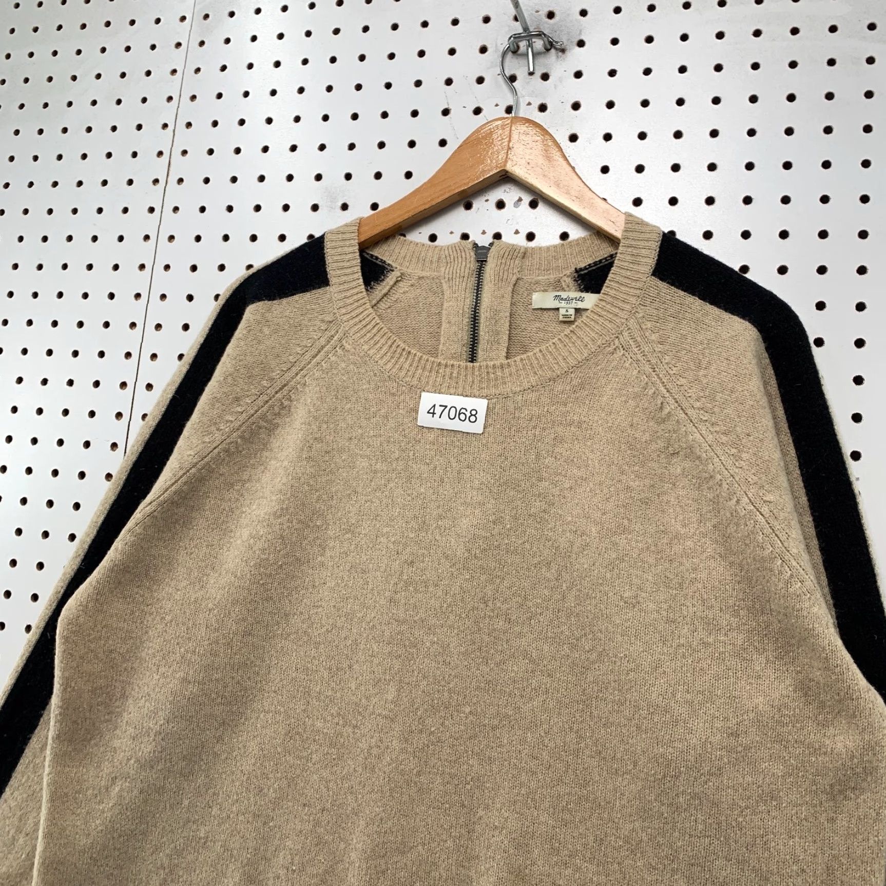 Madewell Madewell Sweater Women’s Small Beige 100% Merino Wool Long Sleeve Crew Neck Pullover Fashion Knit Vintage No 0 Back Zip Work Size S / US 4 / IT 40 - 7 Thumbnail