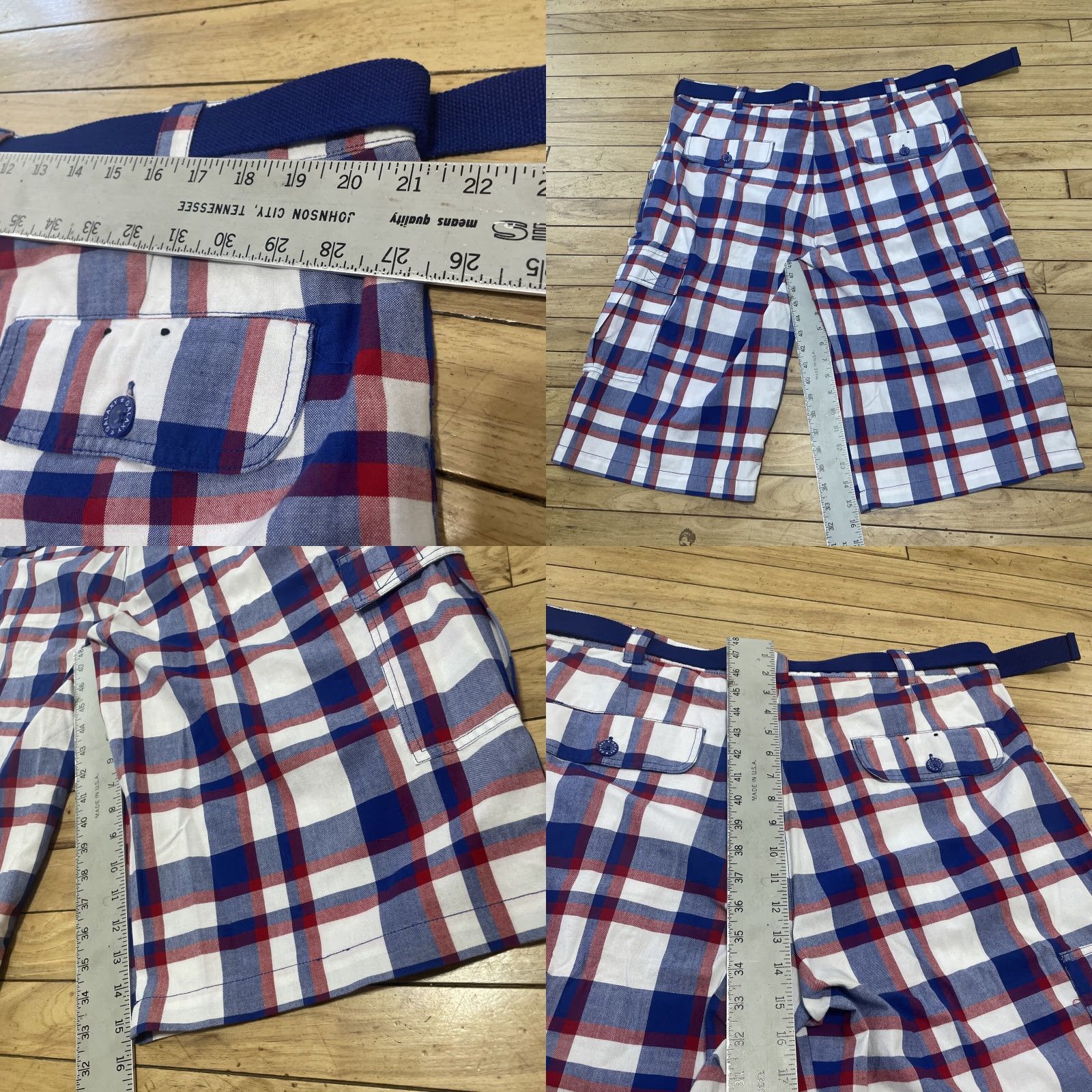 Vintage VINTAGE Galaxy Cargo Shorts Men 42 Plaid Cargo Pocket Belted Blue Hip Hop Y2k Streetwear Skater 16in Inseam Summer Spring Fall Casual Workwear Mens Size US 42 / EU 58 - 8 Thumbnail