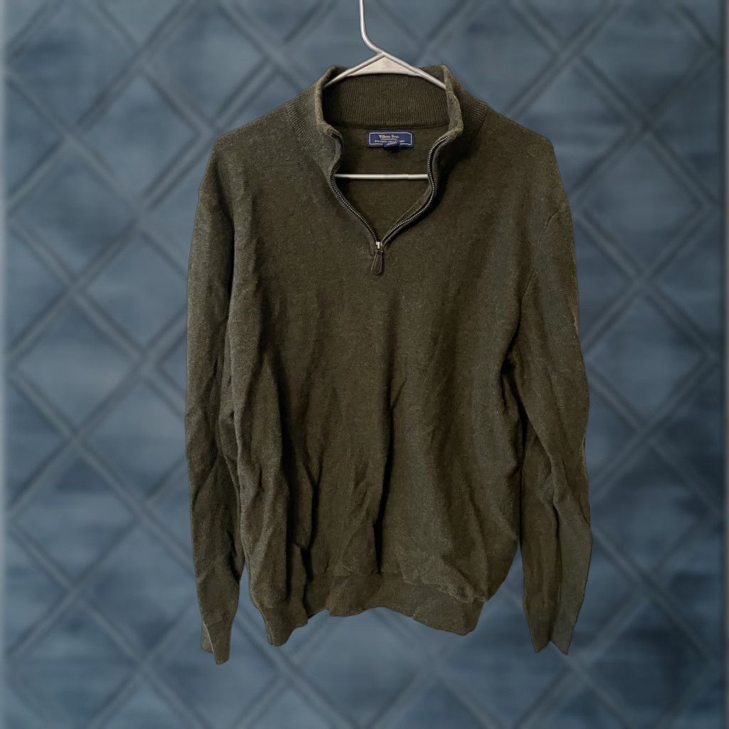 Vintage Wilkins Sweater Shirt Mens L Green 1/4 Zip Cotton Med Weight Size US L / EU 52-54 / 3 - 1 Thumbnail