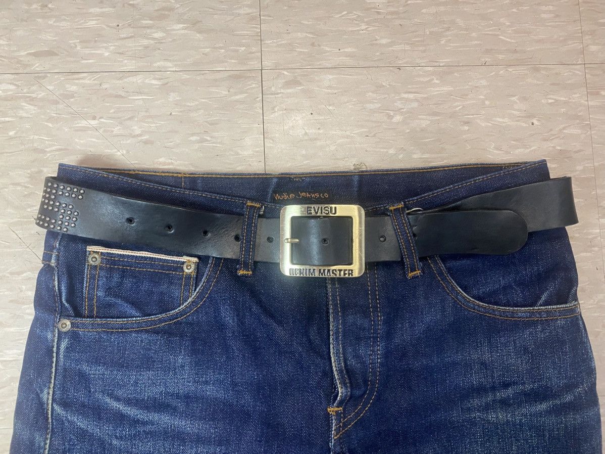 Designer × Evisu × Japanese Brand Evisu genes studded leather belt Size 34 - 3 Thumbnail