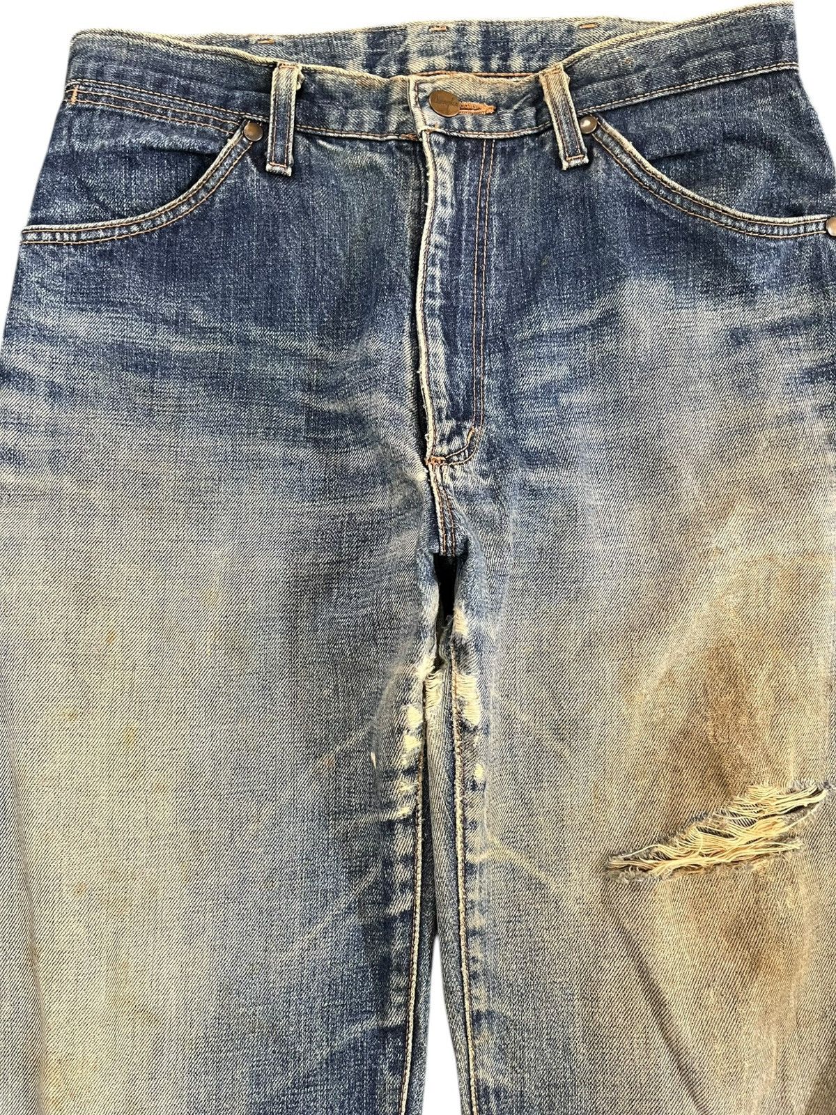 4GSELLER Vintage Wrangler Selvedge Mudwash Distressed Denim Size US 30 / EU 46 - 2 Thumbnail