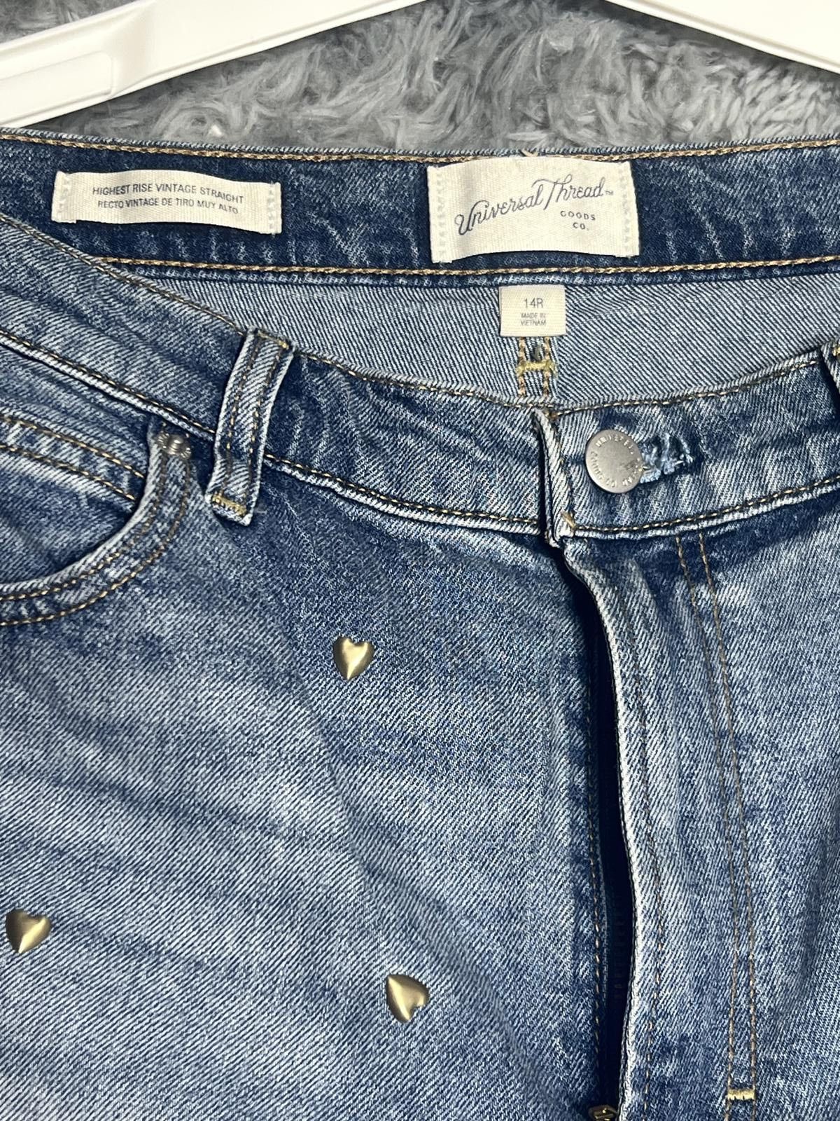 Other Universal Thread High-Rise Vintage Straight Studded Size 14R Size 34" / US 12 / IT 48 - 3 Thumbnail