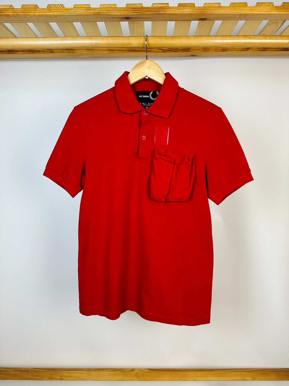 Pre-owned Raf Simons Fred Perry Pocket Red Polo
