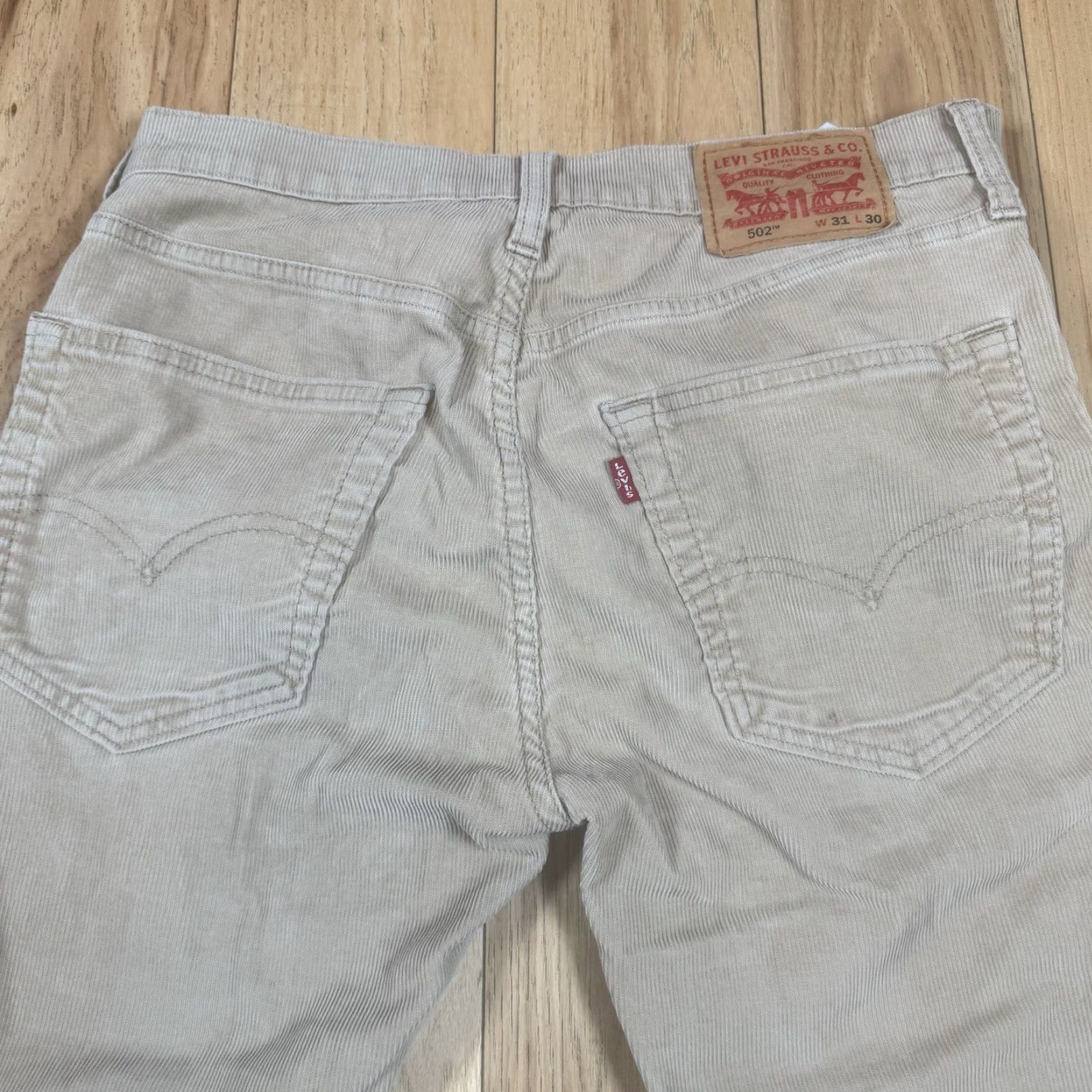 Levi's Levi's 502 Corduroy Pants Mens 30x29 Khaki Beige Straight Leg Regular Color: Orange denim Chino Style: Corduroy Pants Mens Medium? Size US 30 / EU 46 - 6 Thumbnail