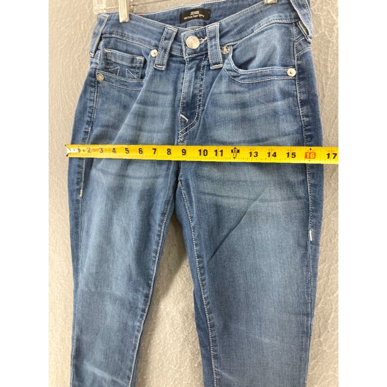 True Religion True Religion Jeans Womens 26 Mid Rise Super Skinny Jennie Raw Hem Blue Denim 5-Pocket Design Size 26" / US 2 / IT 38 - 3 Thumbnail