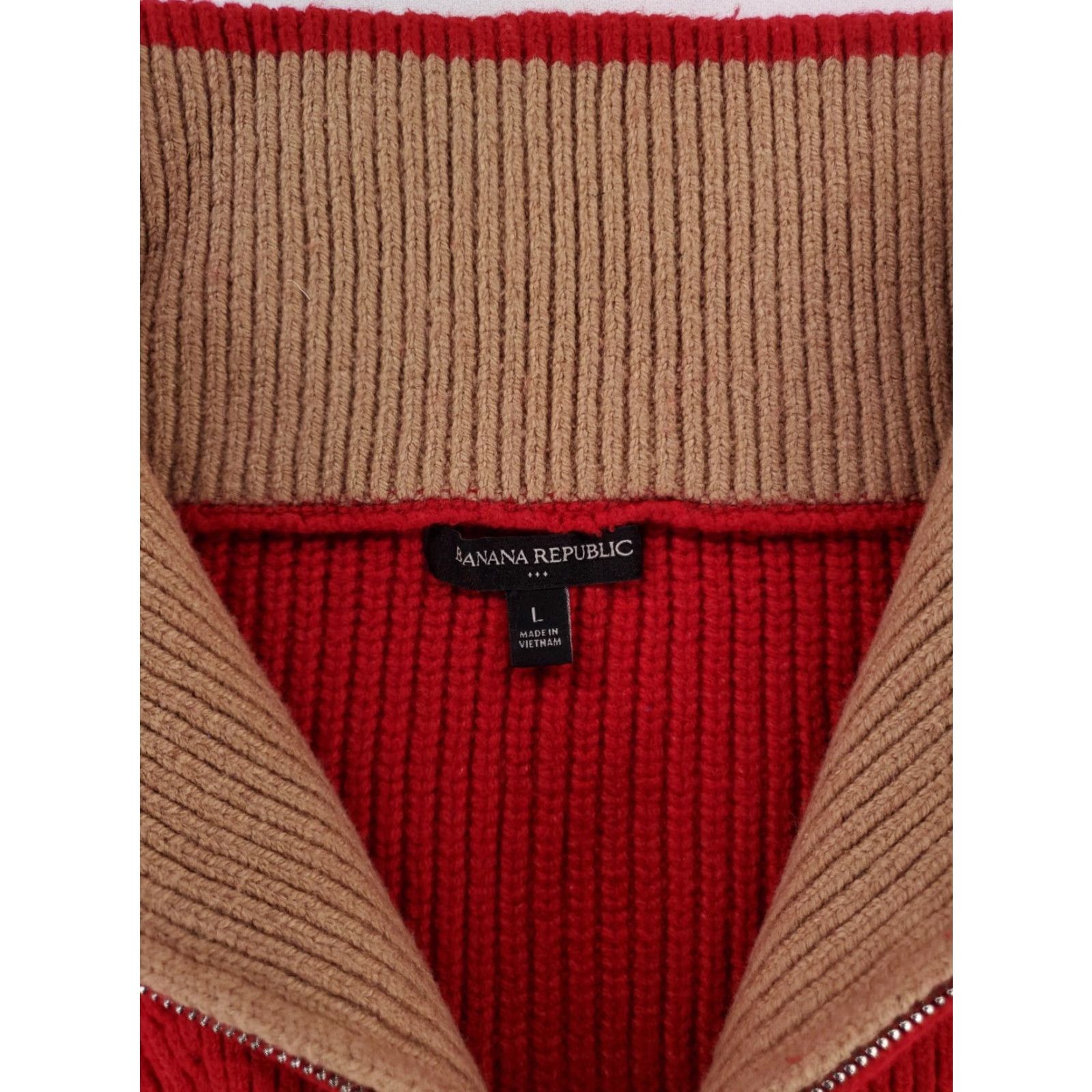 Banana Republic Banana Republic Sweater 1/4 Zip Red Ribbed Blend Long Sleeve Mens L Size US L / EU 52-54 / 3 - 3 Thumbnail