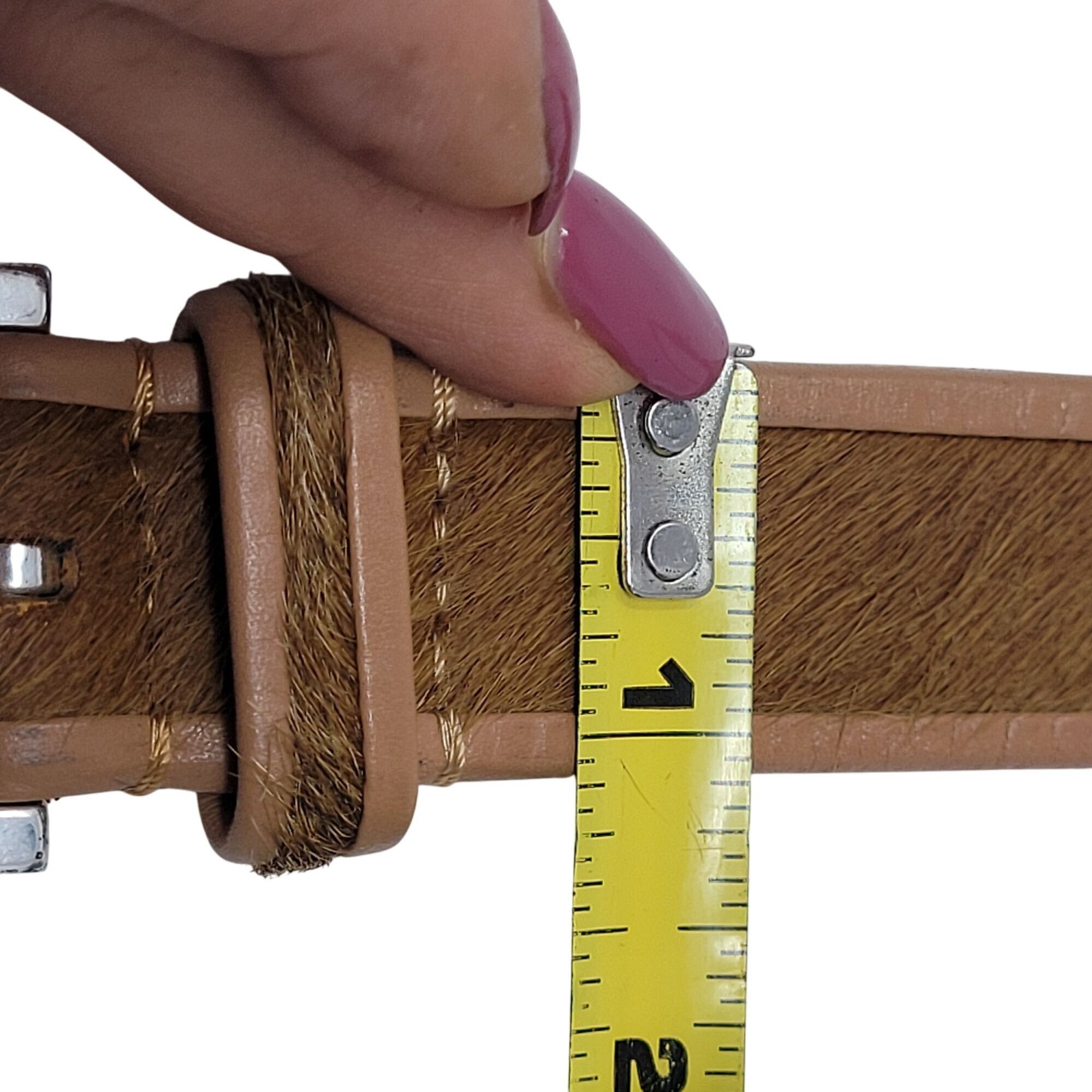 Liz Claiborne Vtg Liz Claiborne Tan Leather Pony Hair Belt Sz XL Cowgirl B Size ONE SIZE - 4 Thumbnail