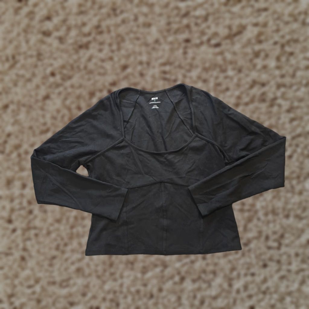 Vintage Maeve Top Womens Large Black Cropped Long Sleeve Square Neck Capsule Casual Shirt Size L / US 10 / IT 46 - 1 Thumbnail