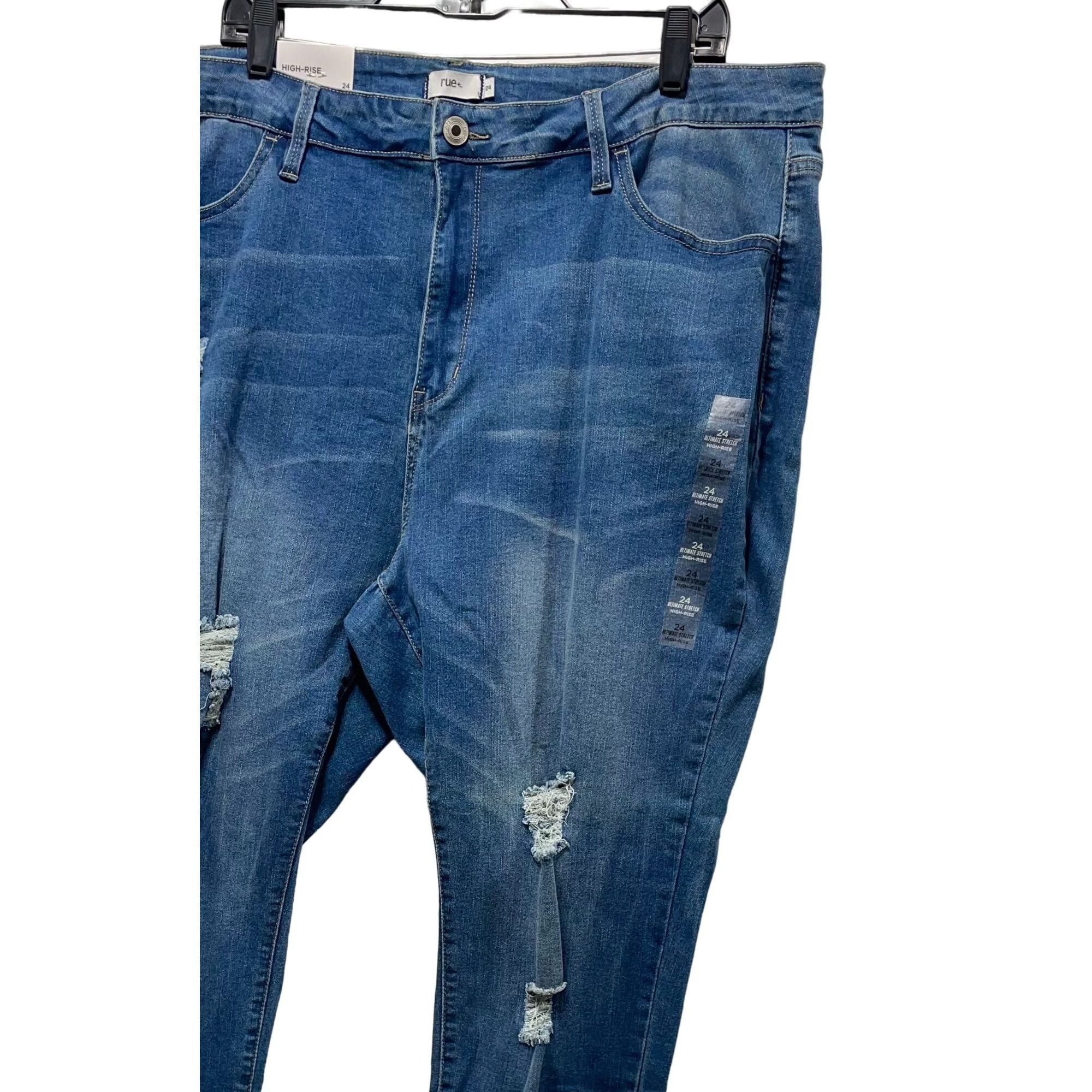 Other Rue + - Women's Ultimate Stretch High-Rise Jeans Distressed Size 42" / US 20 - 15 Thumbnail