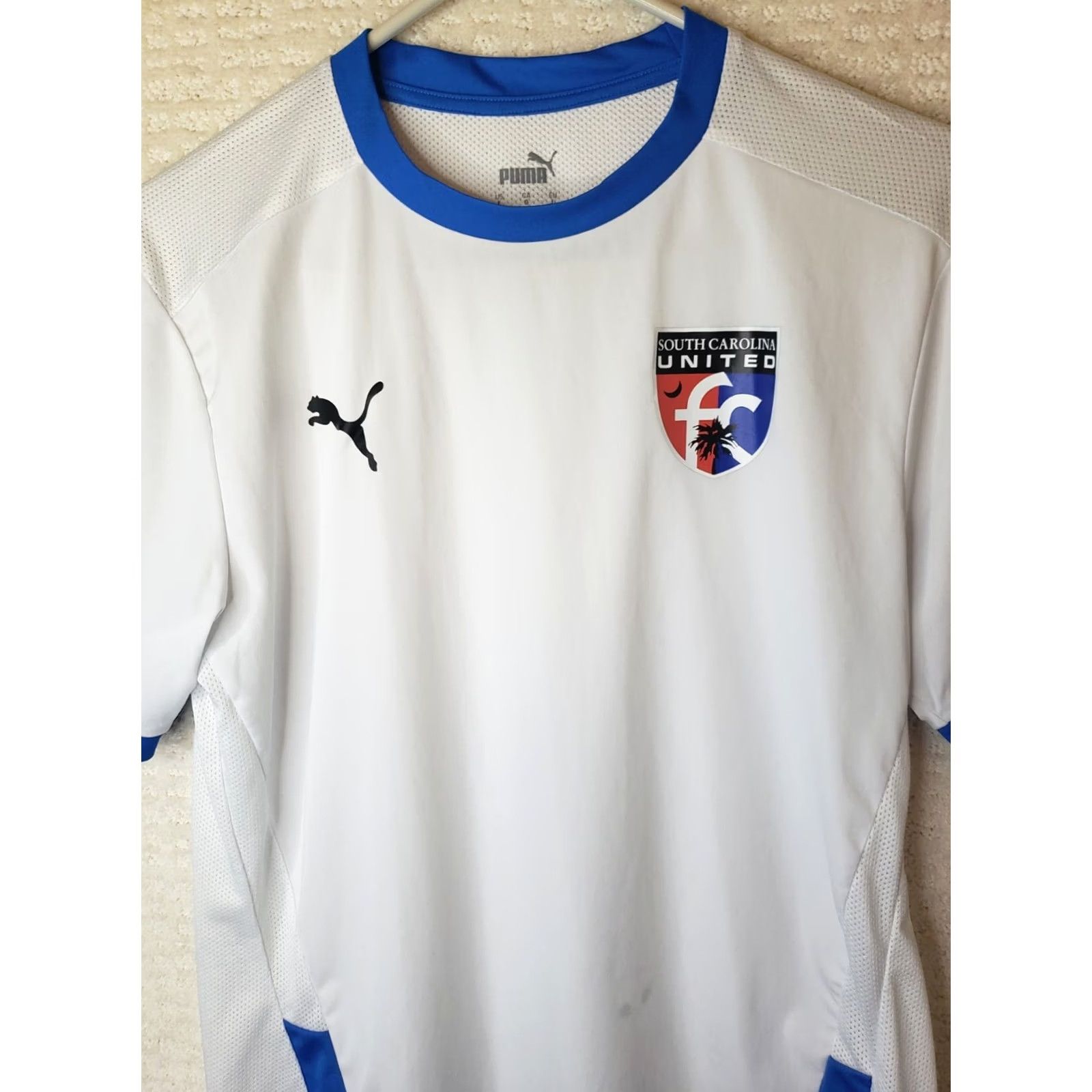 Puma South Carolina United Womens Large White Blue PUMA Drycell Heat Shirt Size L / US 10 / IT 46 - 3 Thumbnail