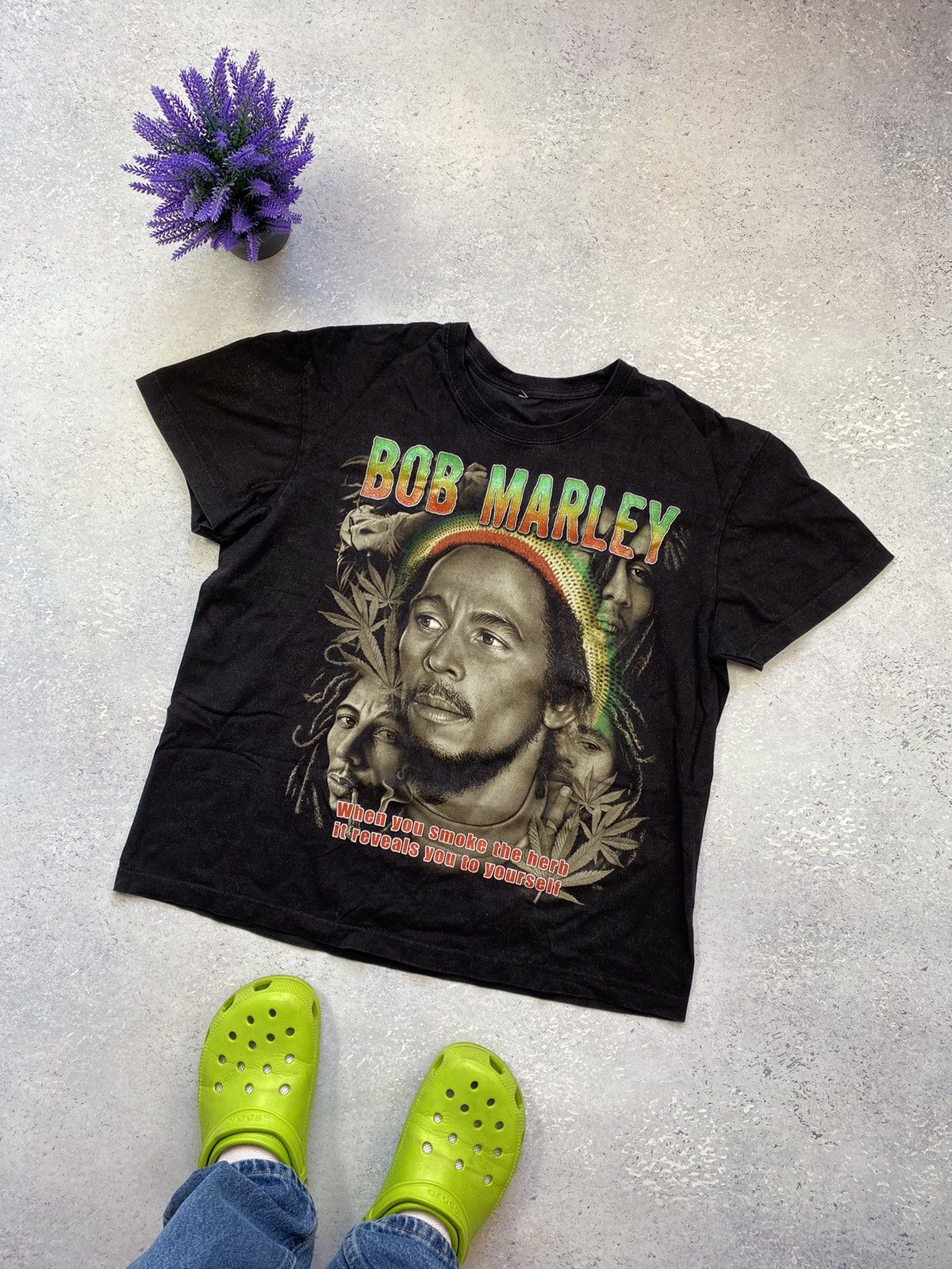Bob Marley × Designer × Vintage Vintage Bob Marley Men’s Black T-shirt With Big Logo Medium Size US M / EU 48-50 / 2 - 1 Thumbnail