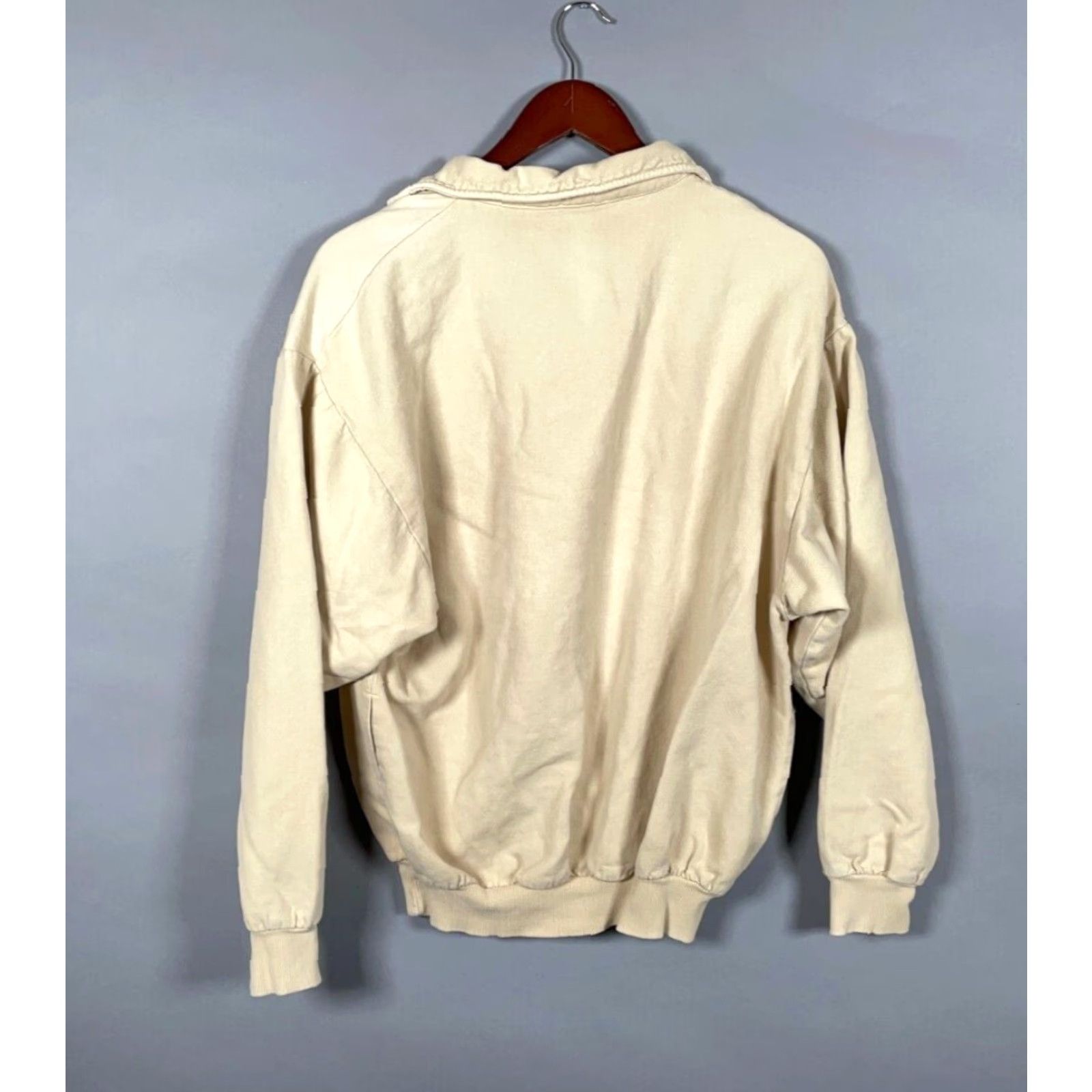 Vintage VTG WEK Sweatshirt Shirt Adult M Beige Embroidered Oversized 90s City Preppy Retro Collared Pockets - Pullover Mens Size US M / EU 48-50 / 2 - 3 Thumbnail