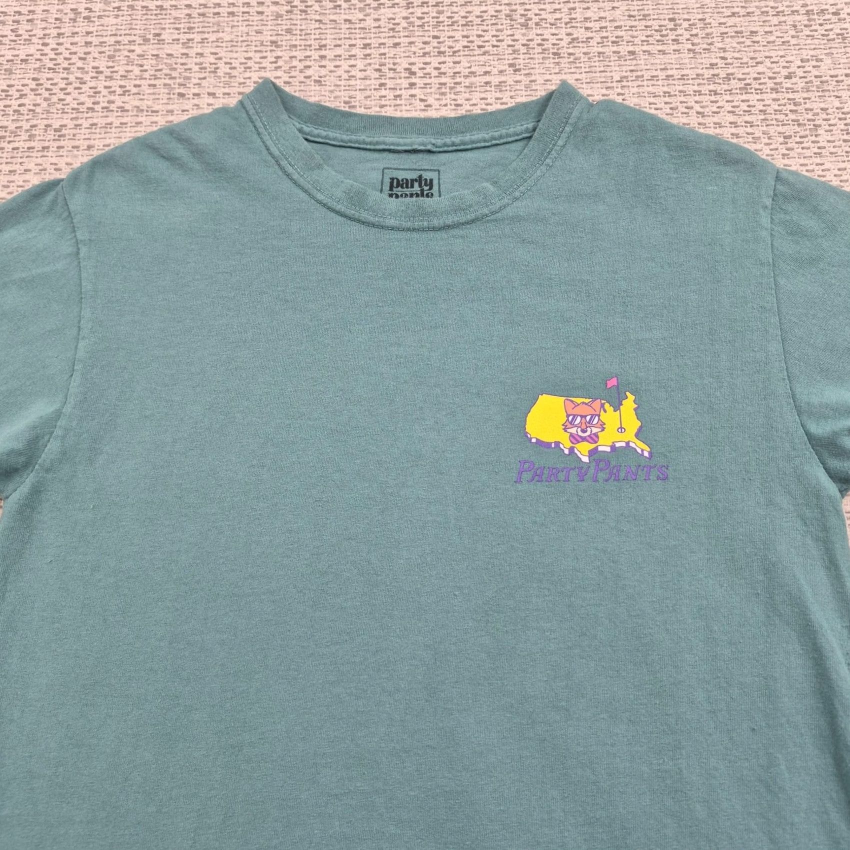 Vintage Party Pants Shirt Mens Small Green Golfing Cat USA Map Graphic Tee Back Print Size US S / EU 44-46 / 1 - 6 Thumbnail