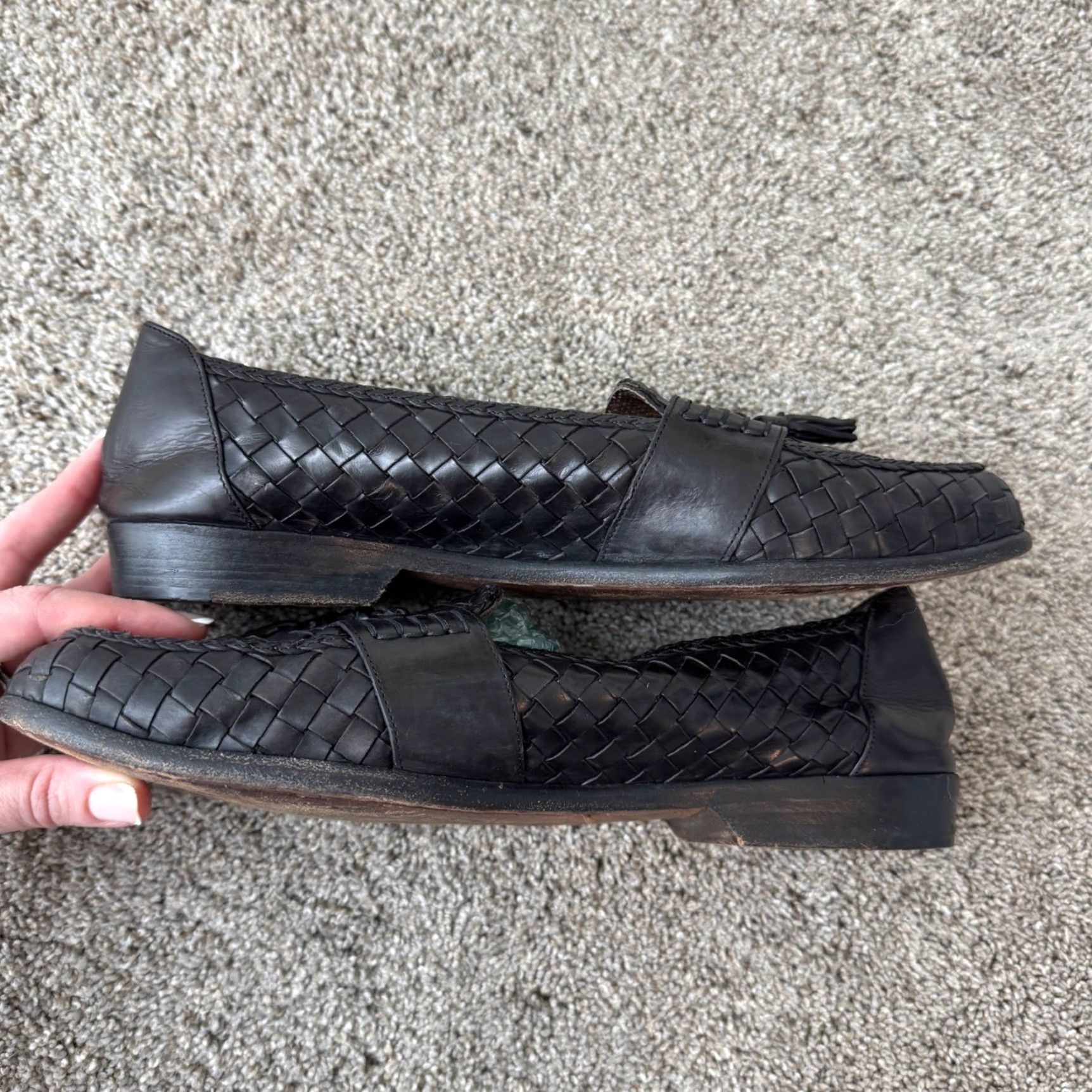 Bragano by Cole Haan Mens Woven Leather Tassel Loafer Black 