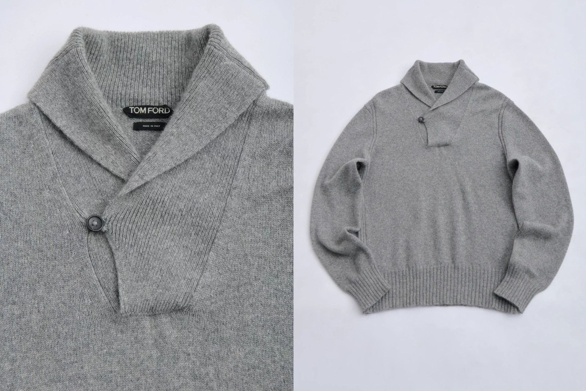 Tom Ford TOM FORD gray shawl collar cashmere knit single btn Size US L / EU 52-54 / 3 - 7 Thumbnail