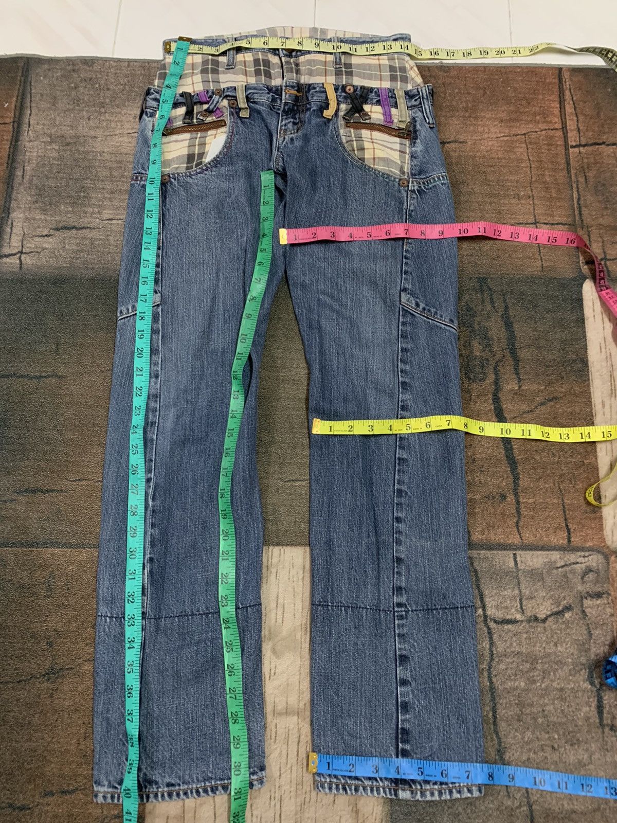 Japanese Brand PUNK DOUBLE WAIST MULTIPOCKET JEANS GOTH OPIUM BONDAGE Size US 29 - 13 Thumbnail