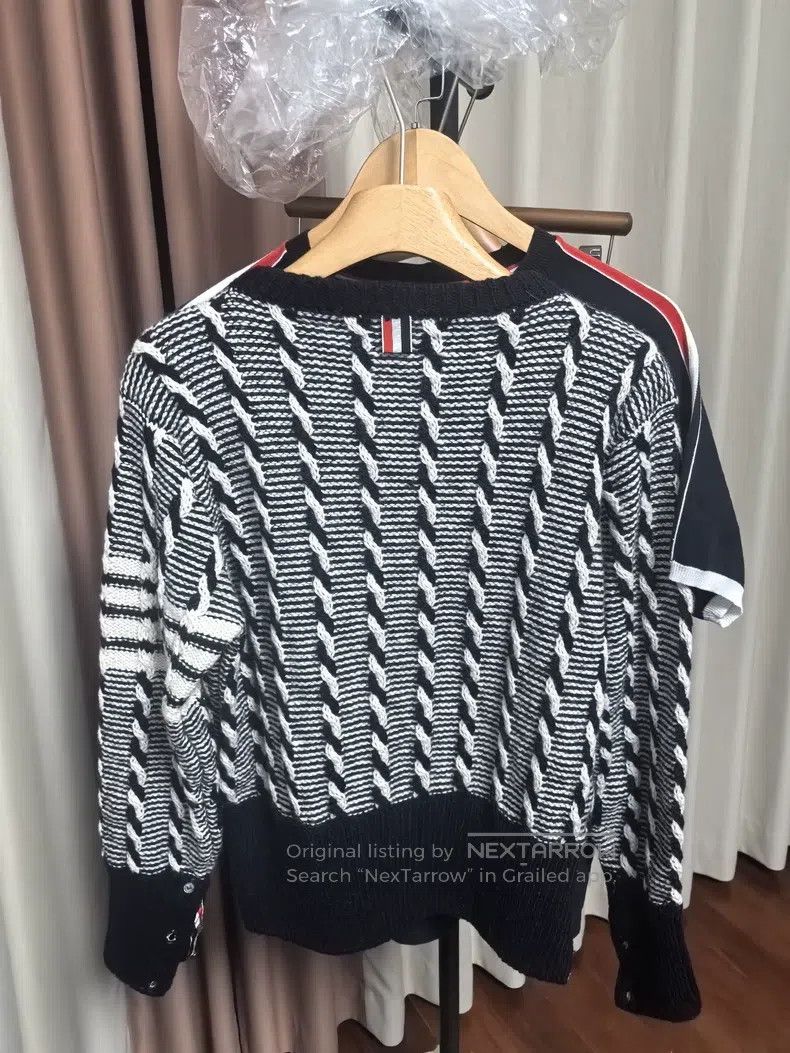 Thom Browne Thom Browne Stripe Patch Sweater Size US XL / EU 56 / 4 - 6 Thumbnail