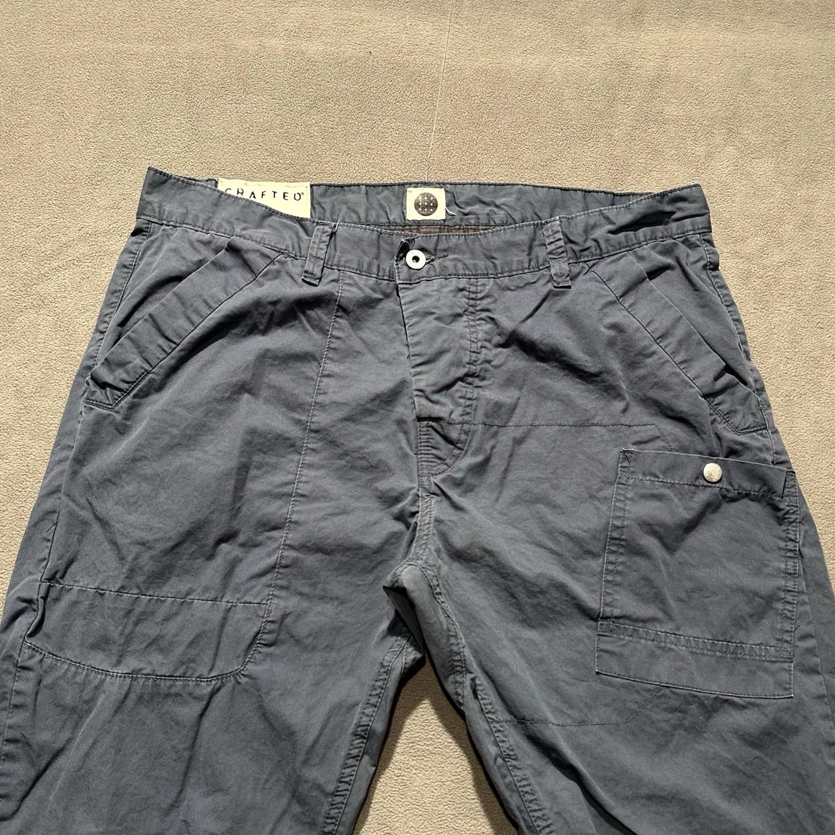 Vintage Crafted Pants Mens 38x30 Blue Tapered Utility Twisted Knee Cargo 3D Size US 38 / EU 54 - 3 Thumbnail