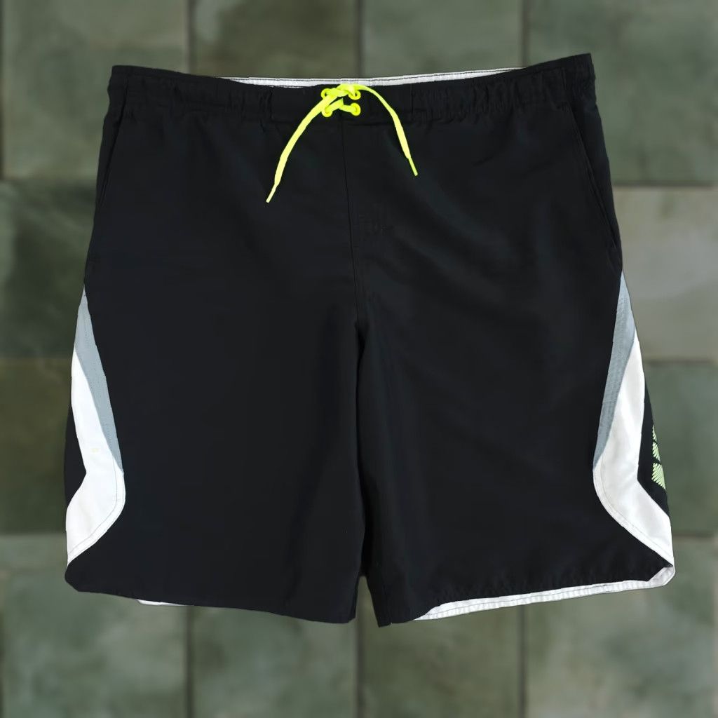 Nike Nike Shorts Mens Large Black White Board Swim Trunks Pockets Drawstring Surf Size US 33 - 1 Thumbnail