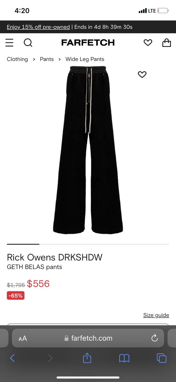Rick Owens Drkshdw Rick Owens Drkshdw Corduroy Bela Drop Crotch Pants Size US 30 / EU 46 - 10 Thumbnail