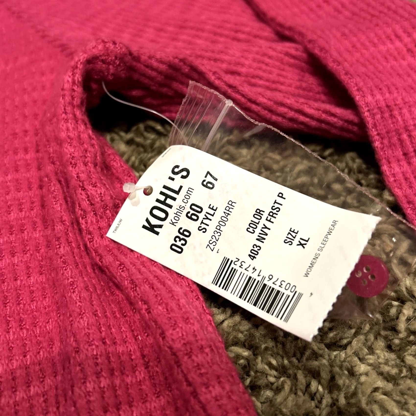 Vintage Sonoma Pajama Top Women XL Pink Polyester Knit Long Sleeve Pullover NWT B23 Size XL / US 12-14 / IT 48-50 - 3 Thumbnail