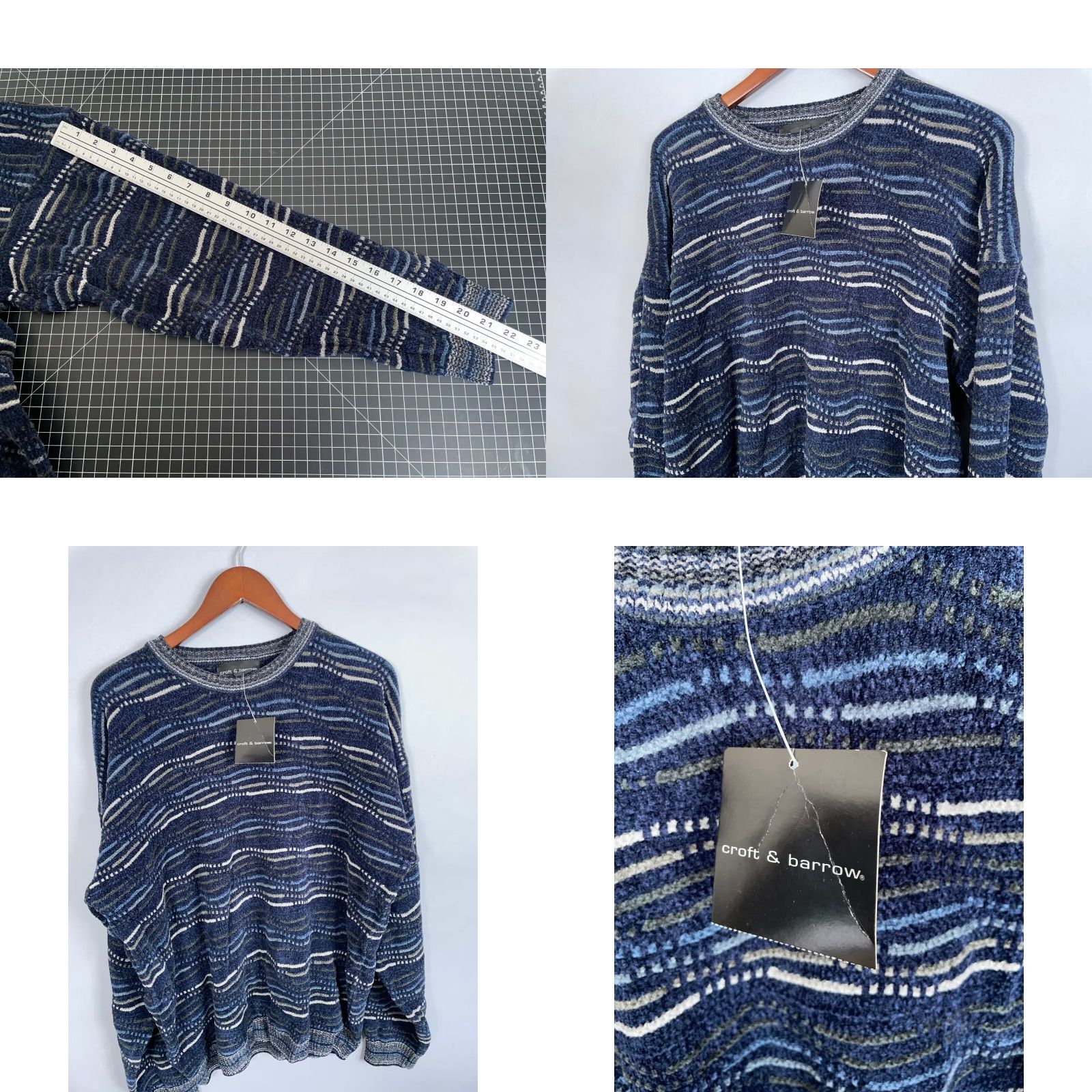 Vintage VINTAGE Chunky-Knit Striped Sweater Adult XL Blue Acrylic 90s Dad Style Mens Size US XL / EU 56 / 4 - 8 Thumbnail