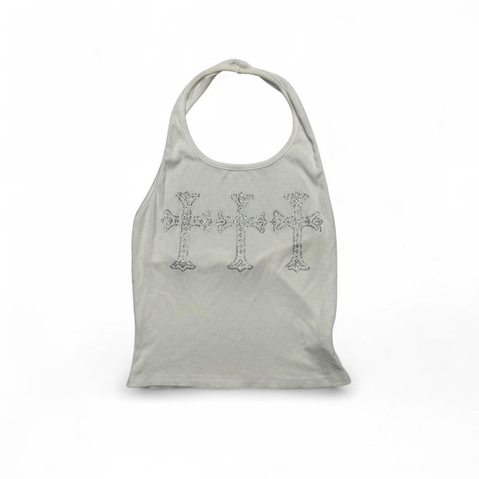 Other Rollyy Cross Mcbling White Ribbed Fitted Halter Top Size S Size S / US 4 / IT 40 - 4 Thumbnail