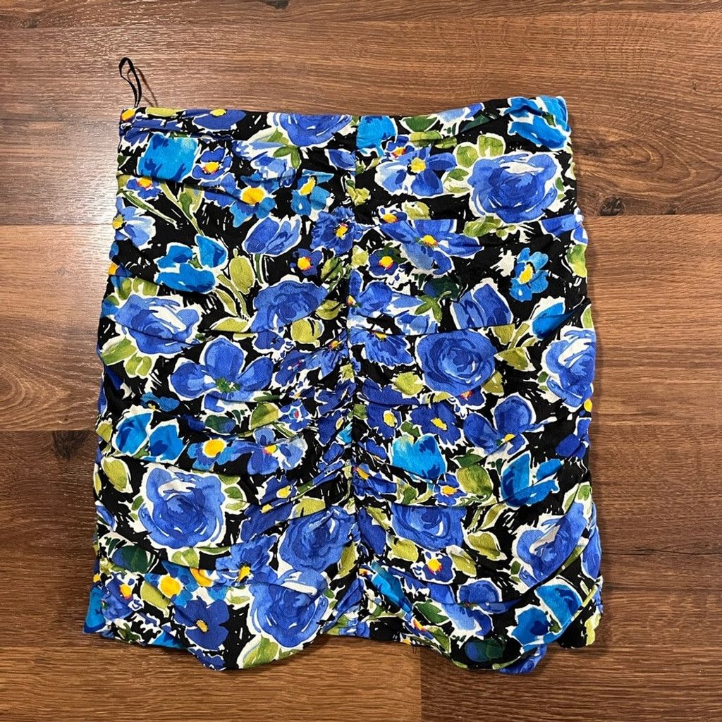 Zara 💙 ZARA Blue Floral Faux Wrap Mini Skirt - Size S 💙 Size 28" / US 6 / IT 42 - 11 Thumbnail